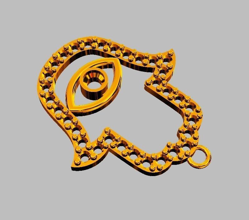 Hamsa Pendant - 25mm 3D print model_8