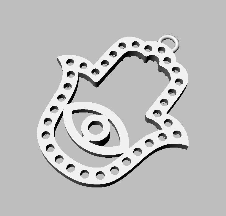 Hamsa Pendant - 25mm 3D print model_23