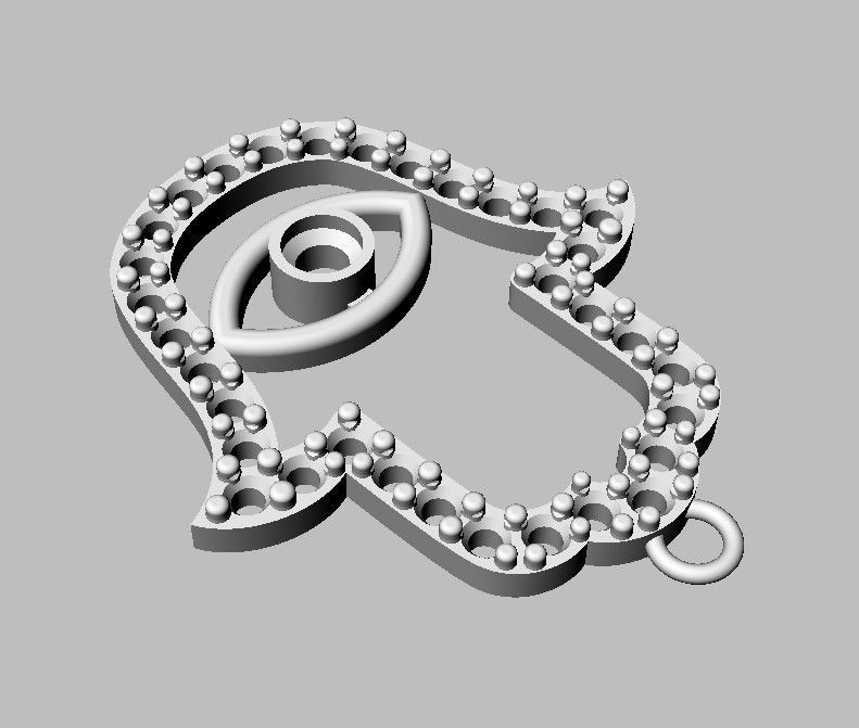 Hamsa Pendant - 25mm 3D print model_18