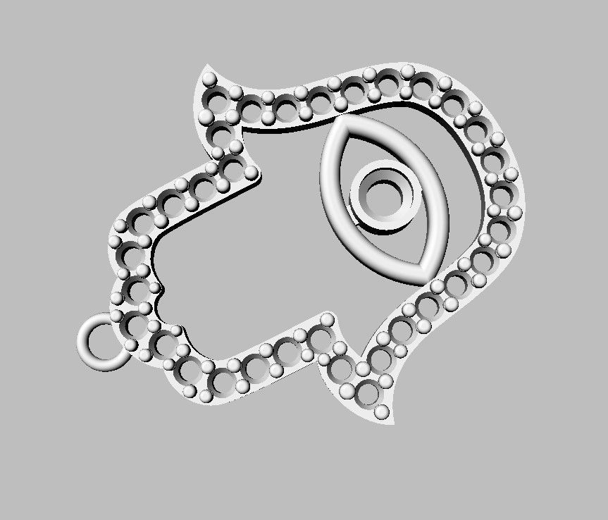 Hamsa Pendant - 25mm 3D print model_21