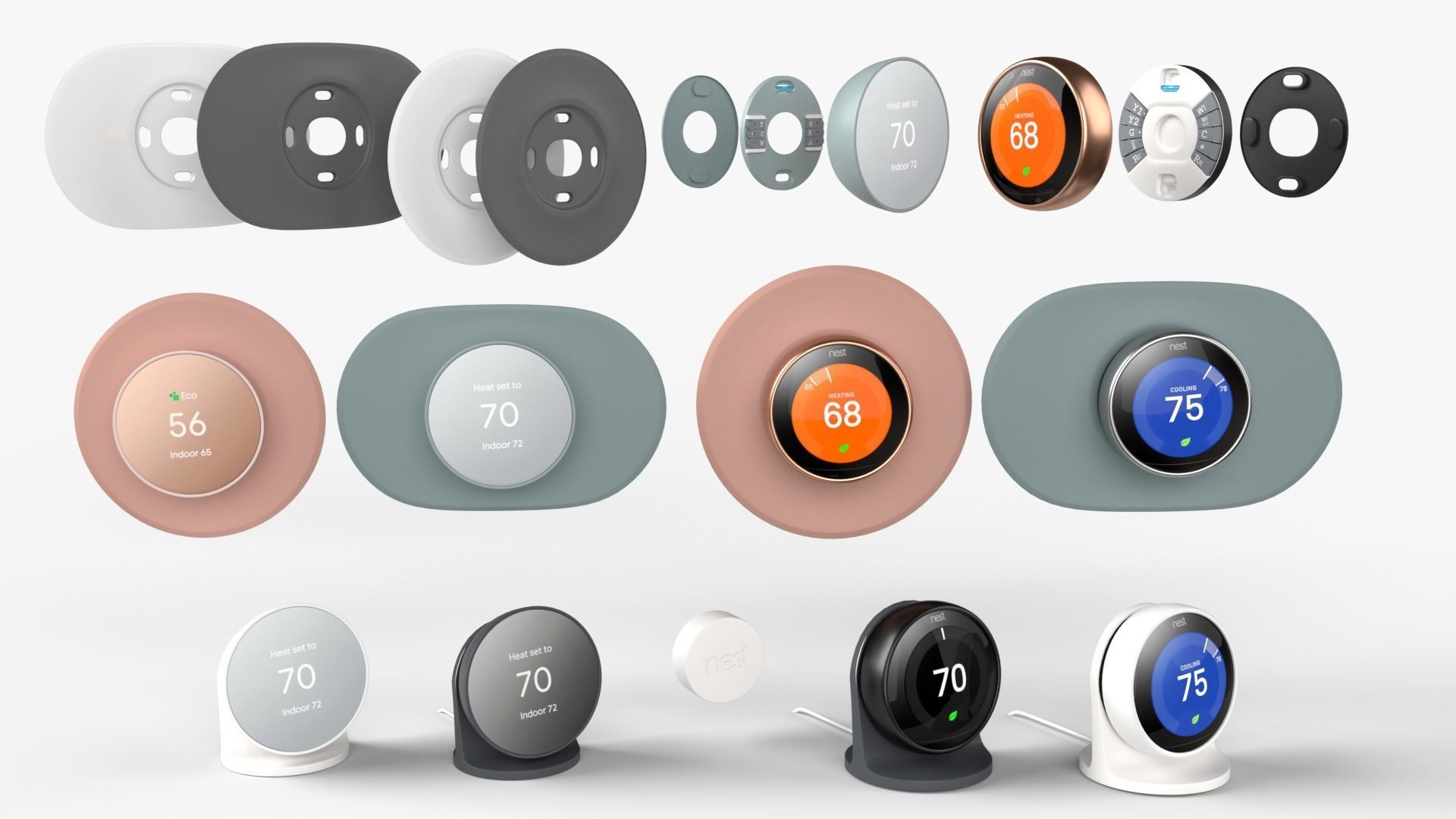 Google Full Smart Home collection All products and colors 3D model_10