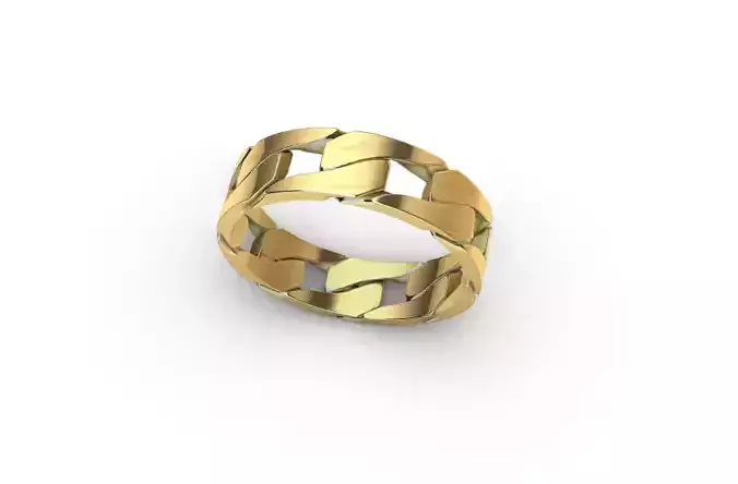 Anel Ring Chain Cuban Gold Silver