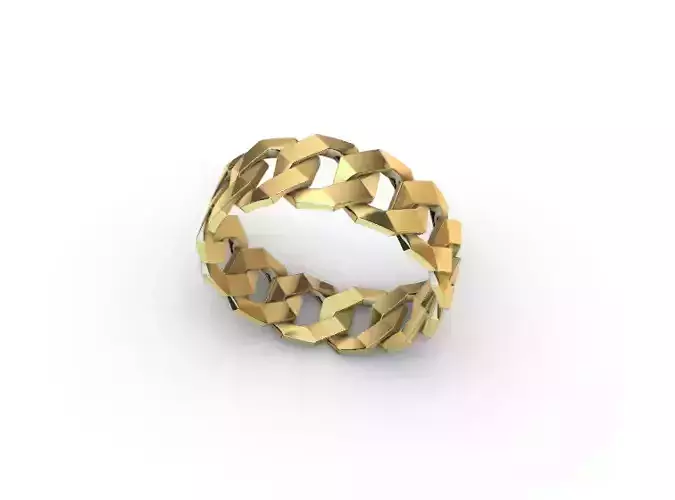 Anel Ring Chain Cuban Gold Silver 3D print model 3D print model