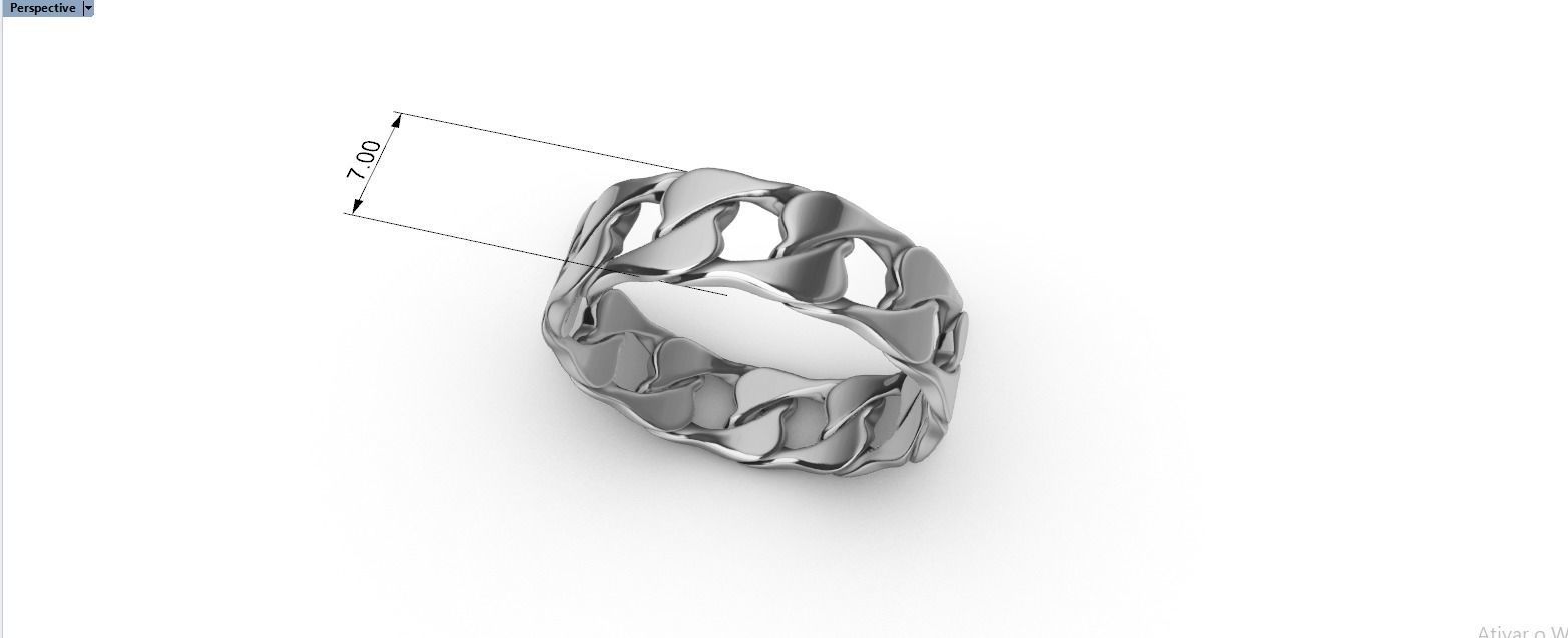 Cuban Link Chain Ring Anel 7mm wide 3D print model_3
