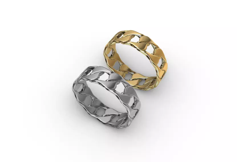 Cuban Link Chain Ring Anel 7mm wide 3D print model_0