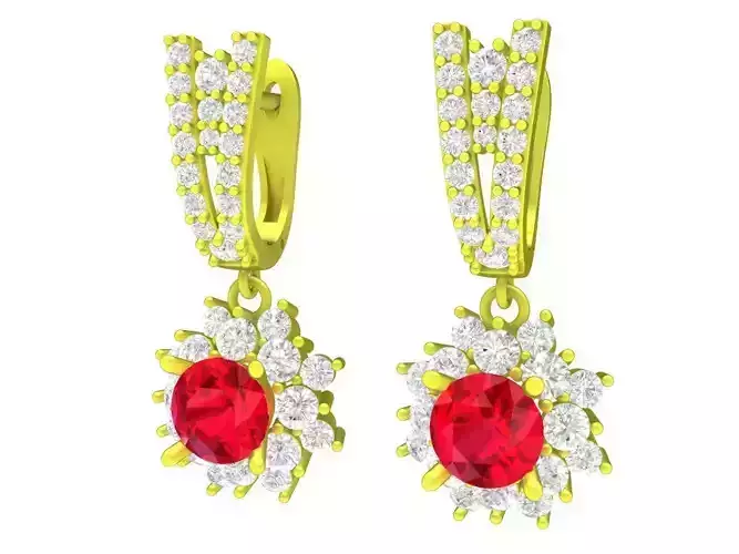 A7440 Luxury Diamond Women Drop Earrings 3D Model
