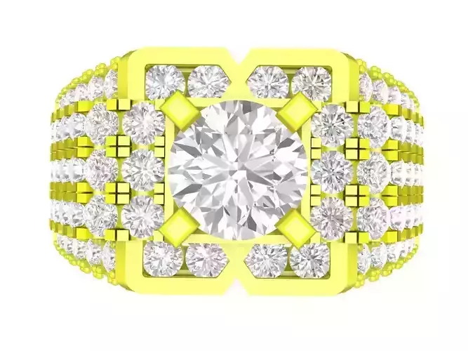 A7448 Korean Style Luxury Fashion Diamond Men Ring 3D Model