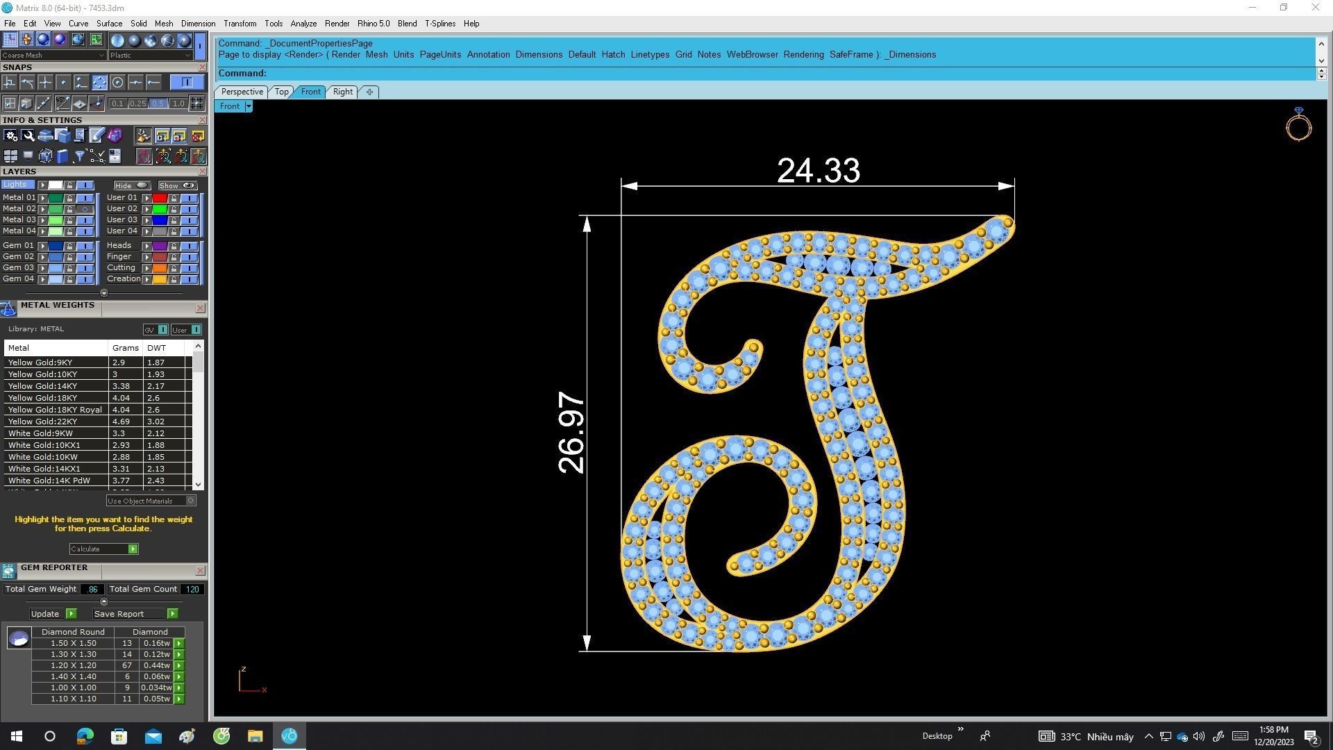A7453 Diamond Letter T Pendant 3D Model 3D print model_6
