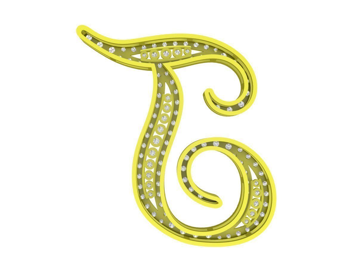A7453 Diamond Letter T Pendant 3D Model 3D print model_3