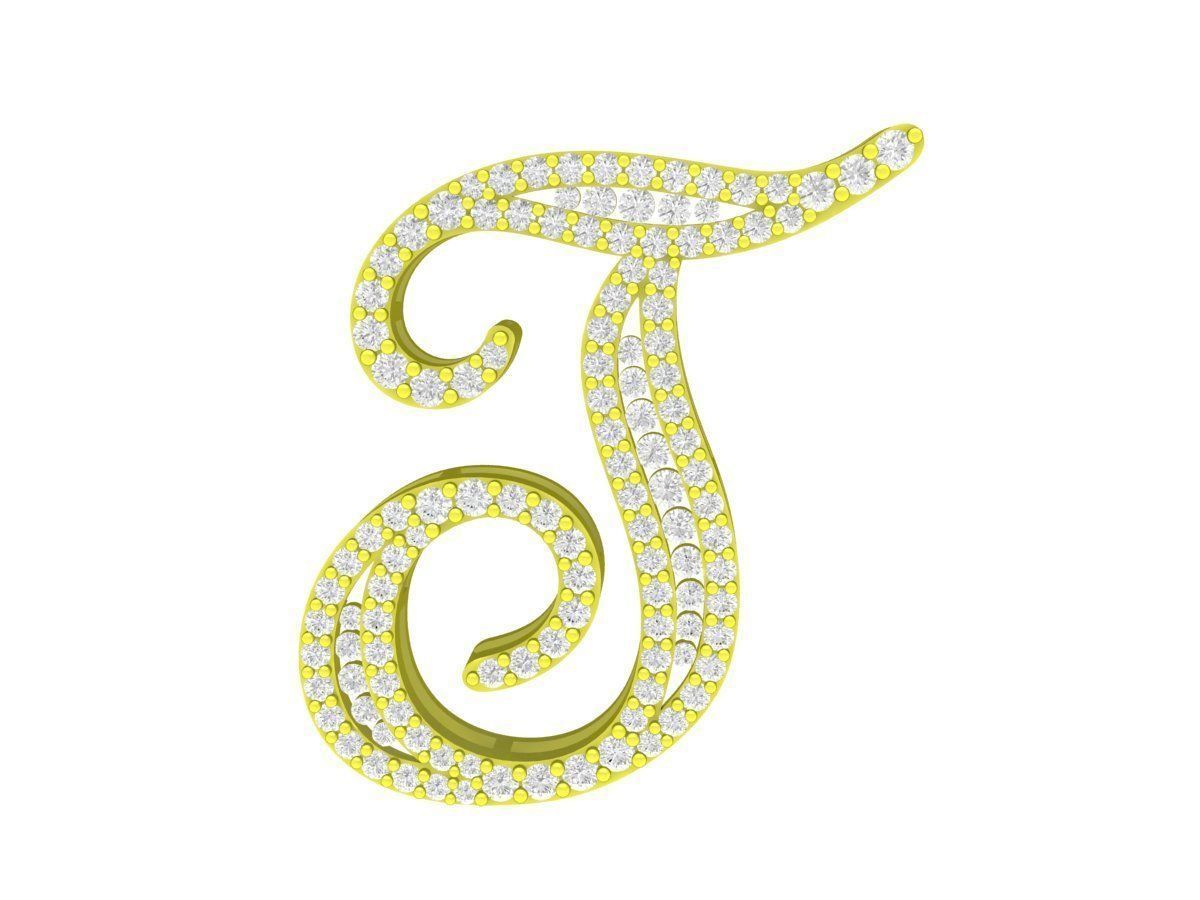 A7453 Diamond Letter T Pendant 3D Model 3D print model_1