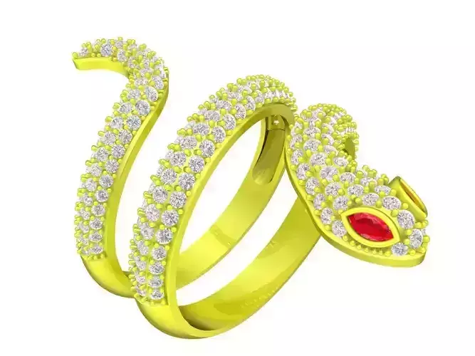 A7456 Luxury Diamond Snake Women Ring 3D Model