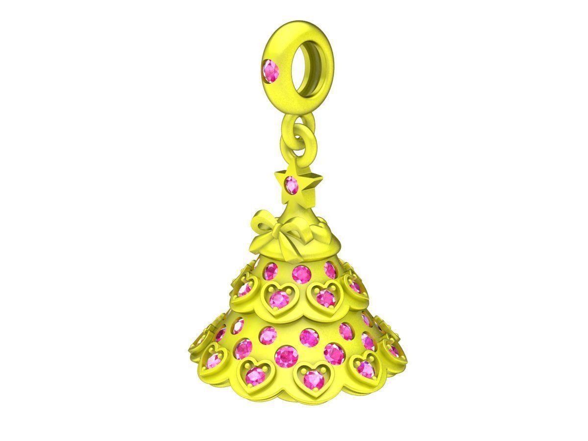 A7459 Diamond Heart Noel Tree Pine Pendant 3D Model 3D print model_4