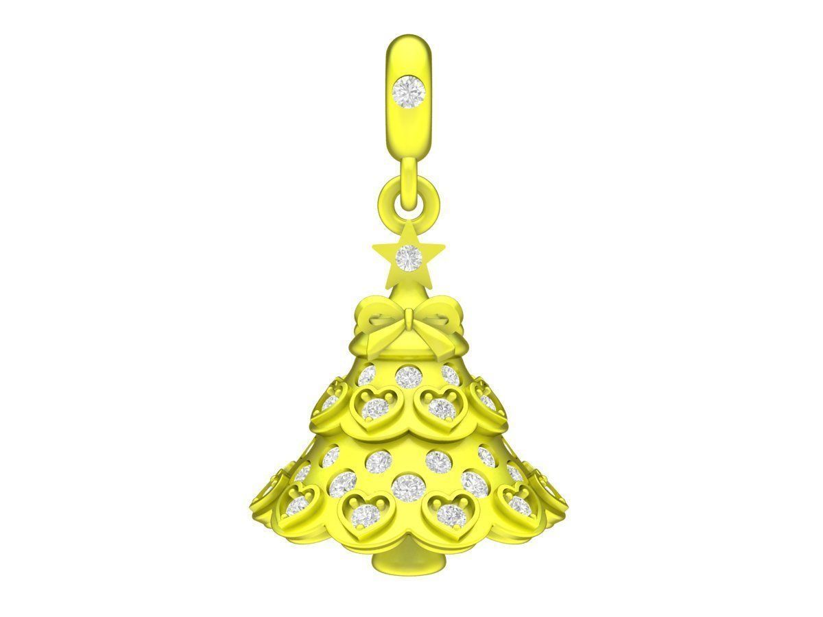 A7459 Diamond Heart Noel Tree Pine Pendant 3D Model 3D print model_2