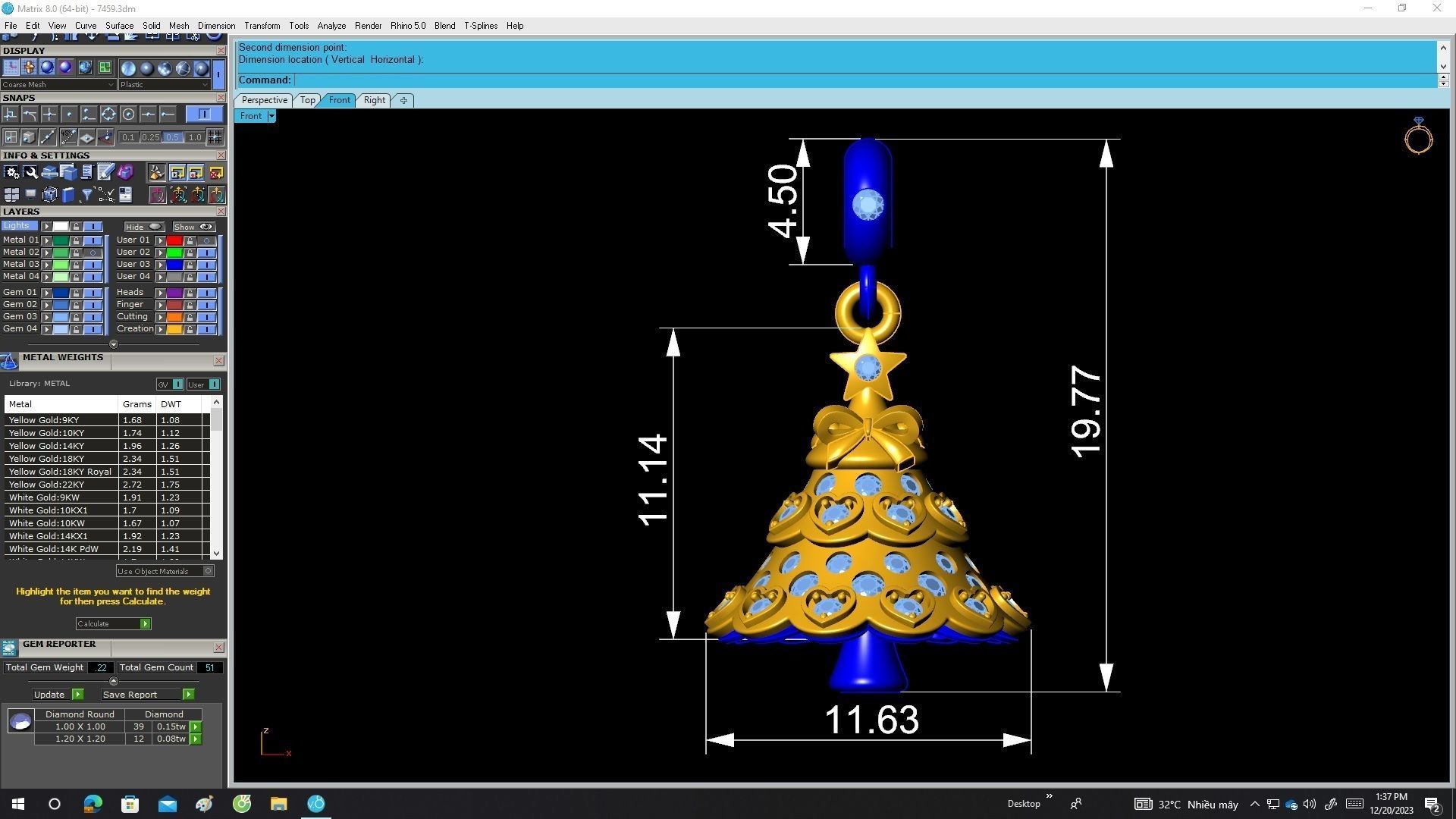 A7459 Diamond Heart Noel Tree Pine Pendant 3D Model 3D print model_6