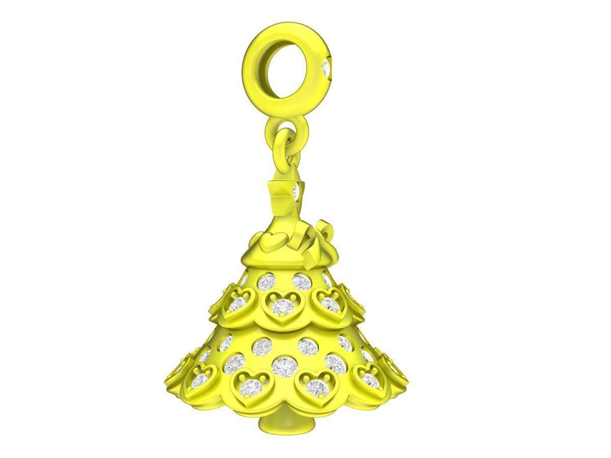 A7459 Diamond Heart Noel Tree Pine Pendant 3D Model 3D print model_1