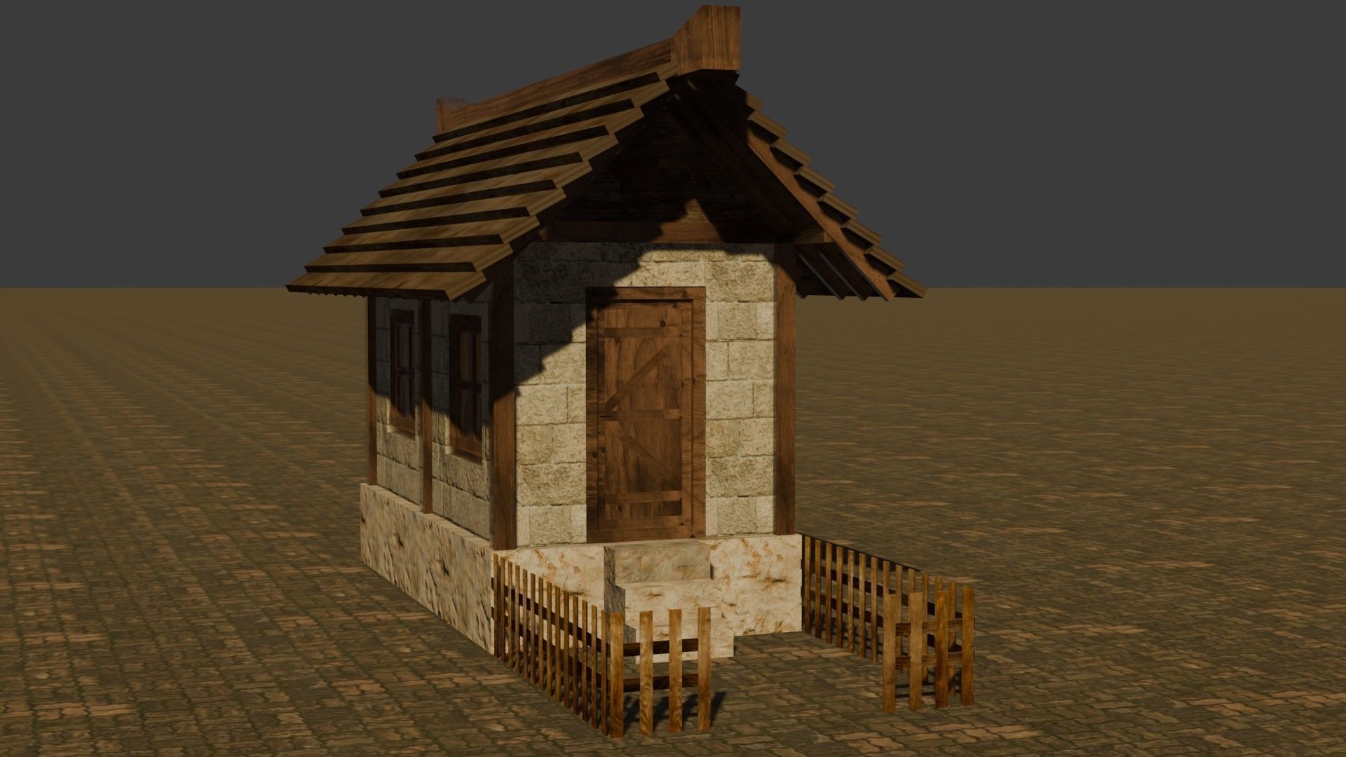 Medieval House 23 Free low-poly 3D model_16