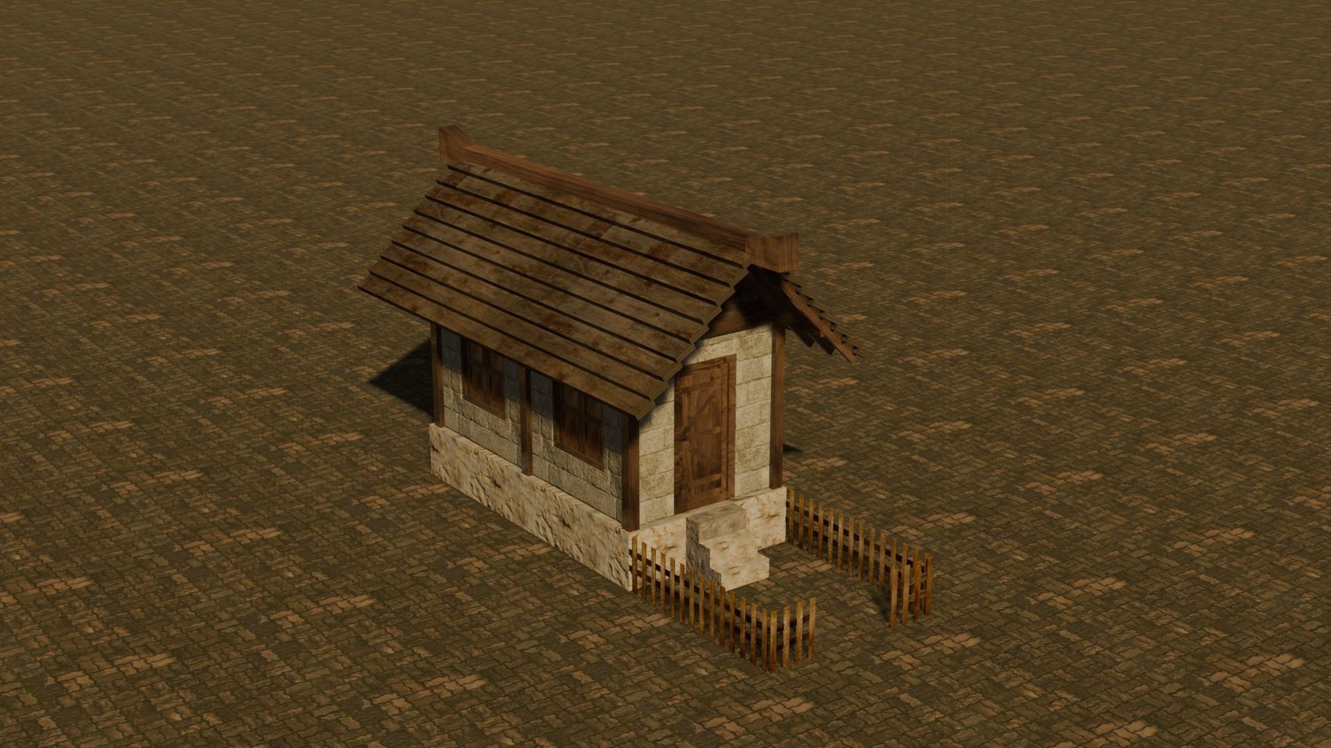 Medieval House 23 Free low-poly 3D model_4