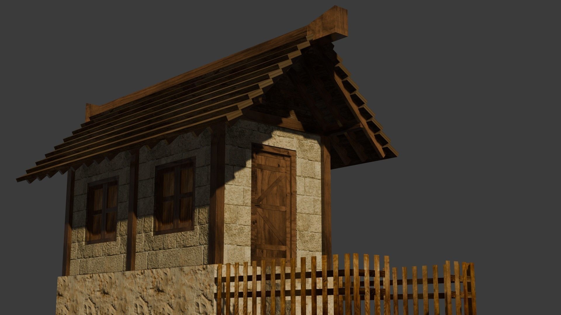 Medieval House 23 Free low-poly 3D model_11