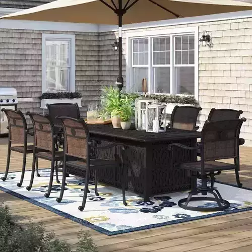 Harland Rectangular Outdoor Dining Set 3D model