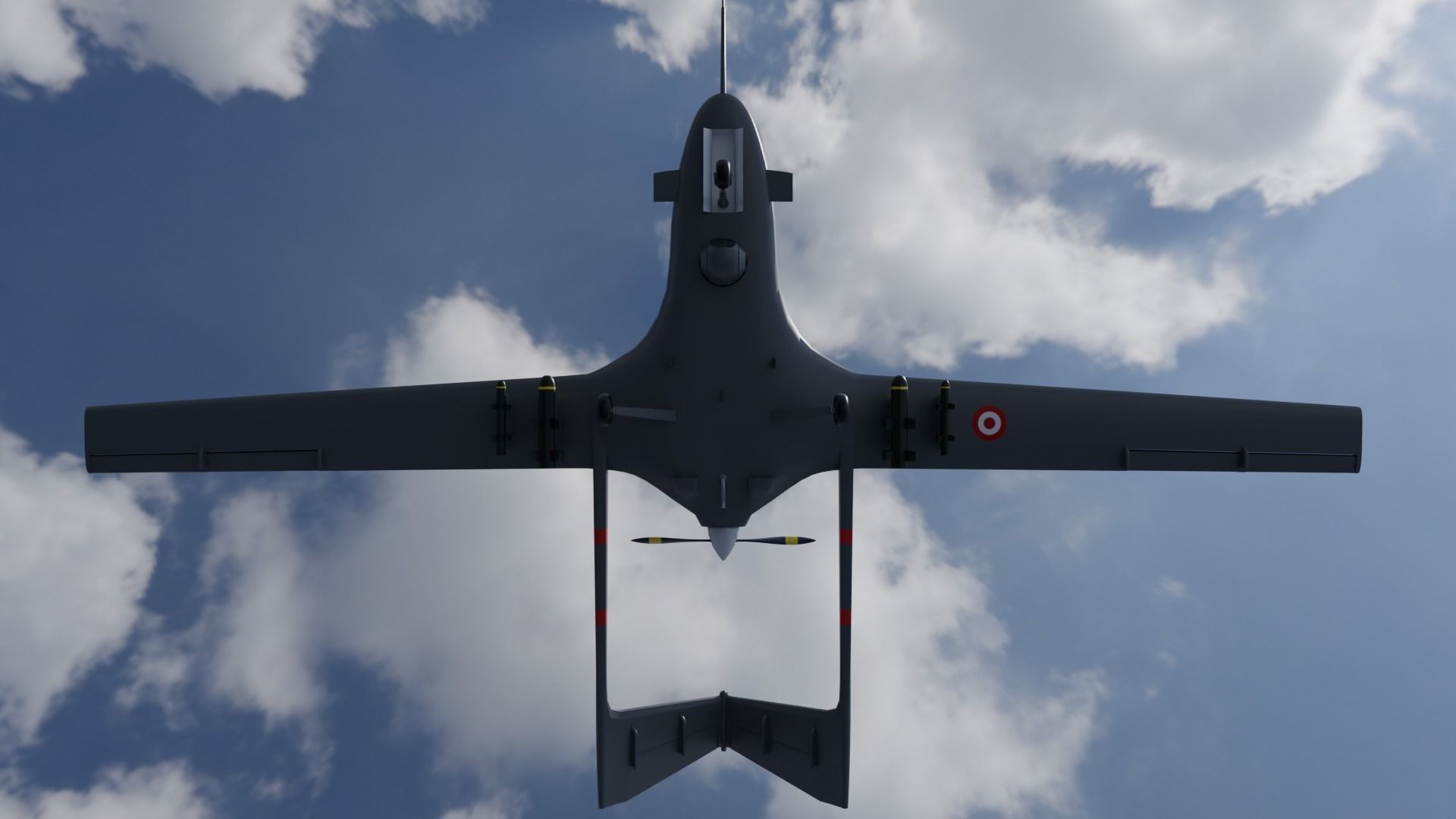 Bayraktar TB2 Turkish Unmanned Aerial Vehicle UAV Low-poly 3D model_11