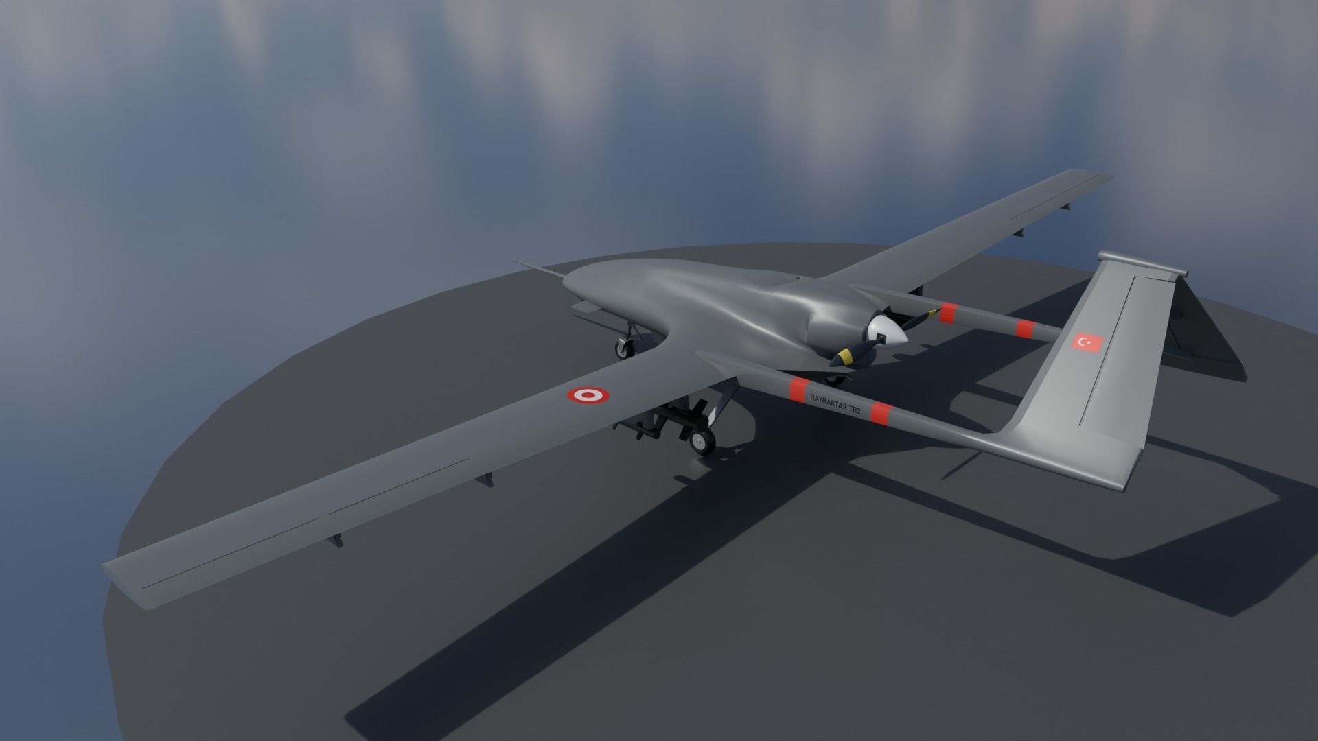 Bayraktar TB2 Turkish Unmanned Aerial Vehicle UAV Low-poly 3D model_1