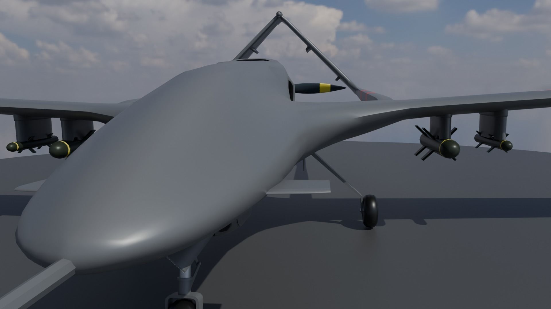 Bayraktar TB2 Turkish Unmanned Aerial Vehicle UAV Low-poly 3D model_13