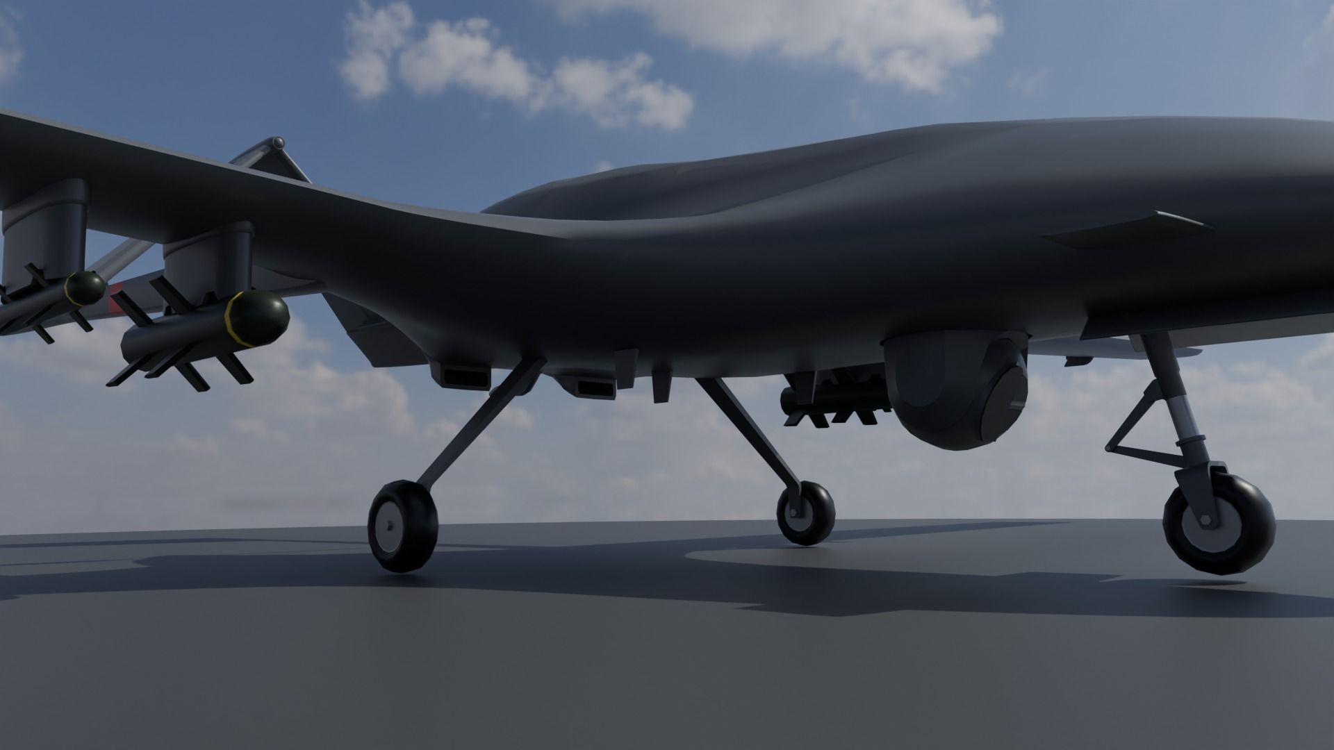 Bayraktar TB2 Turkish Unmanned Aerial Vehicle UAV Low-poly 3D model_15
