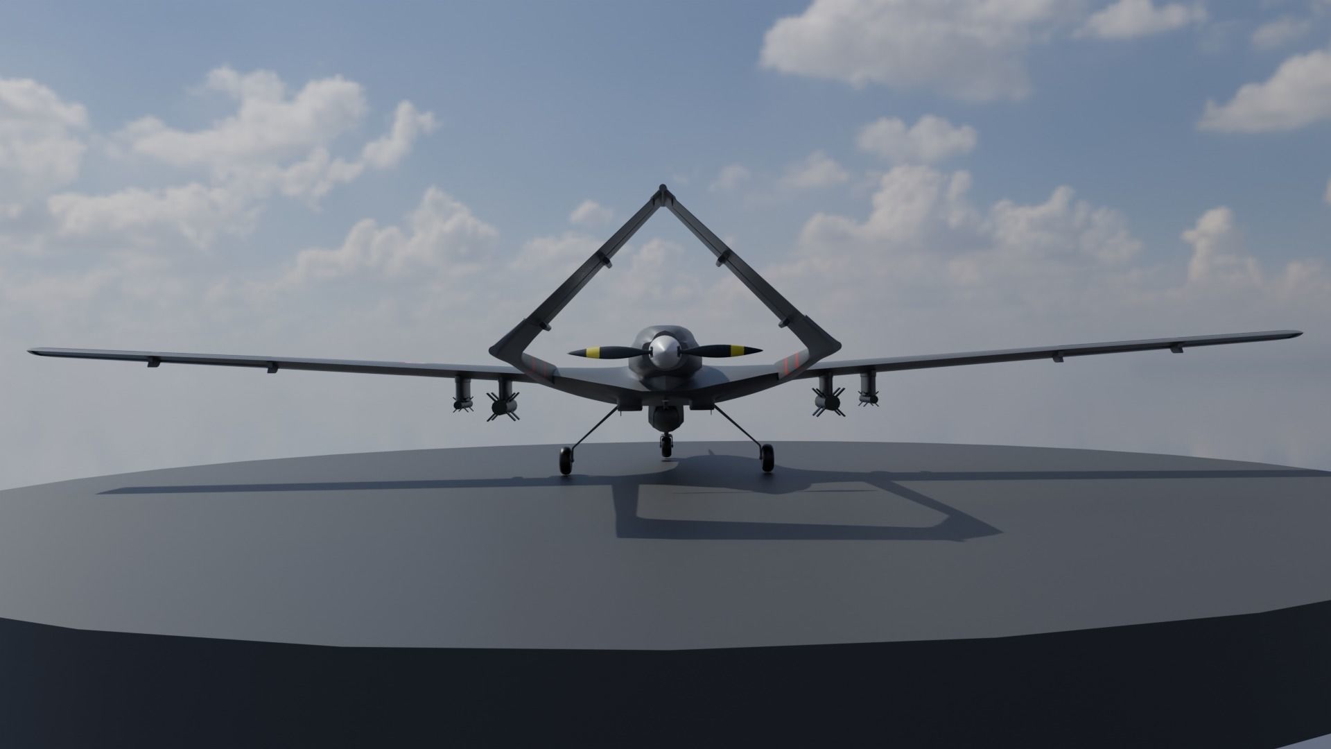 Bayraktar TB2 Turkish Unmanned Aerial Vehicle UAV Low-poly 3D model_5