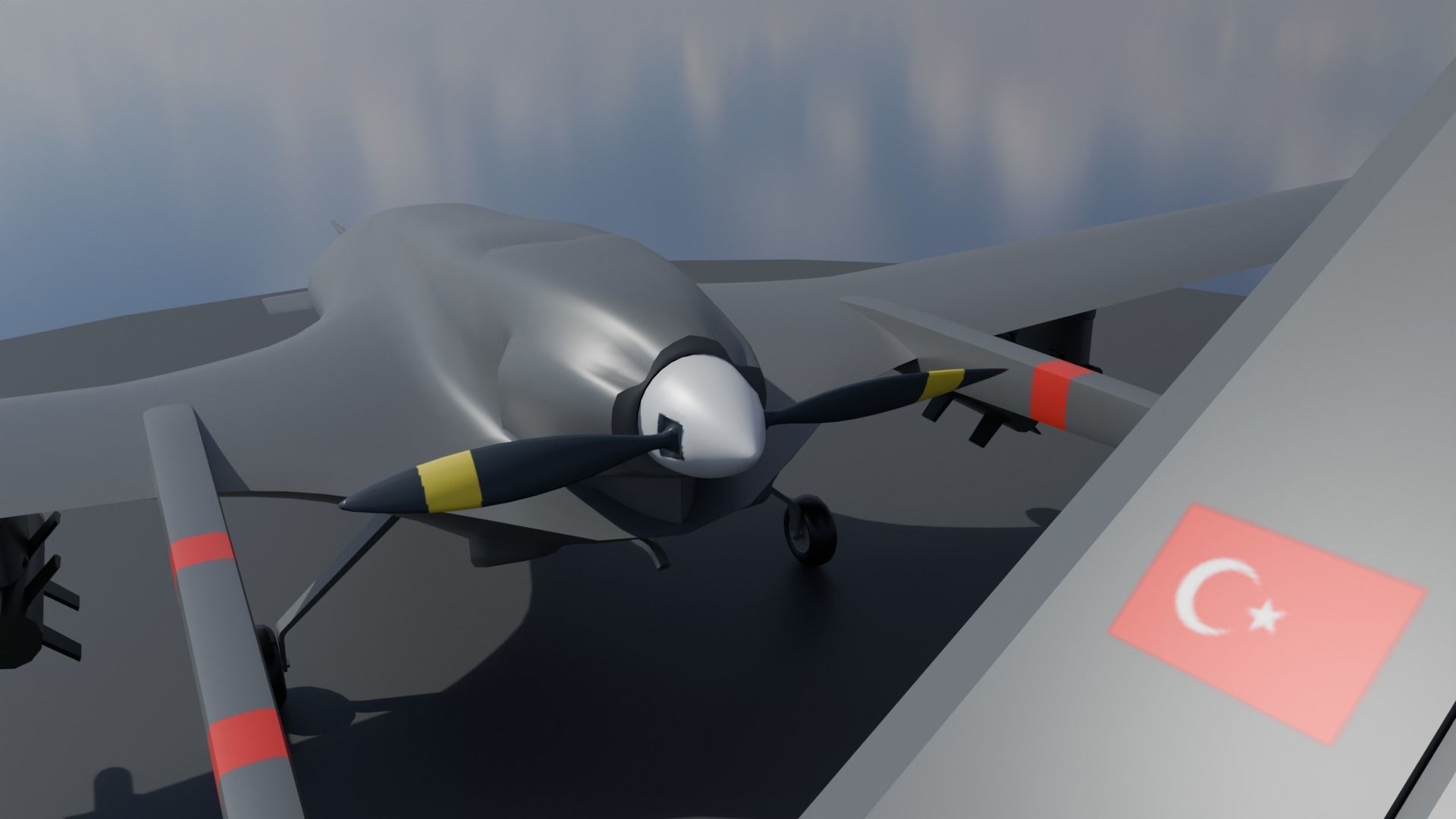 Bayraktar TB2 Turkish Unmanned Aerial Vehicle UAV Low-poly 3D model_2