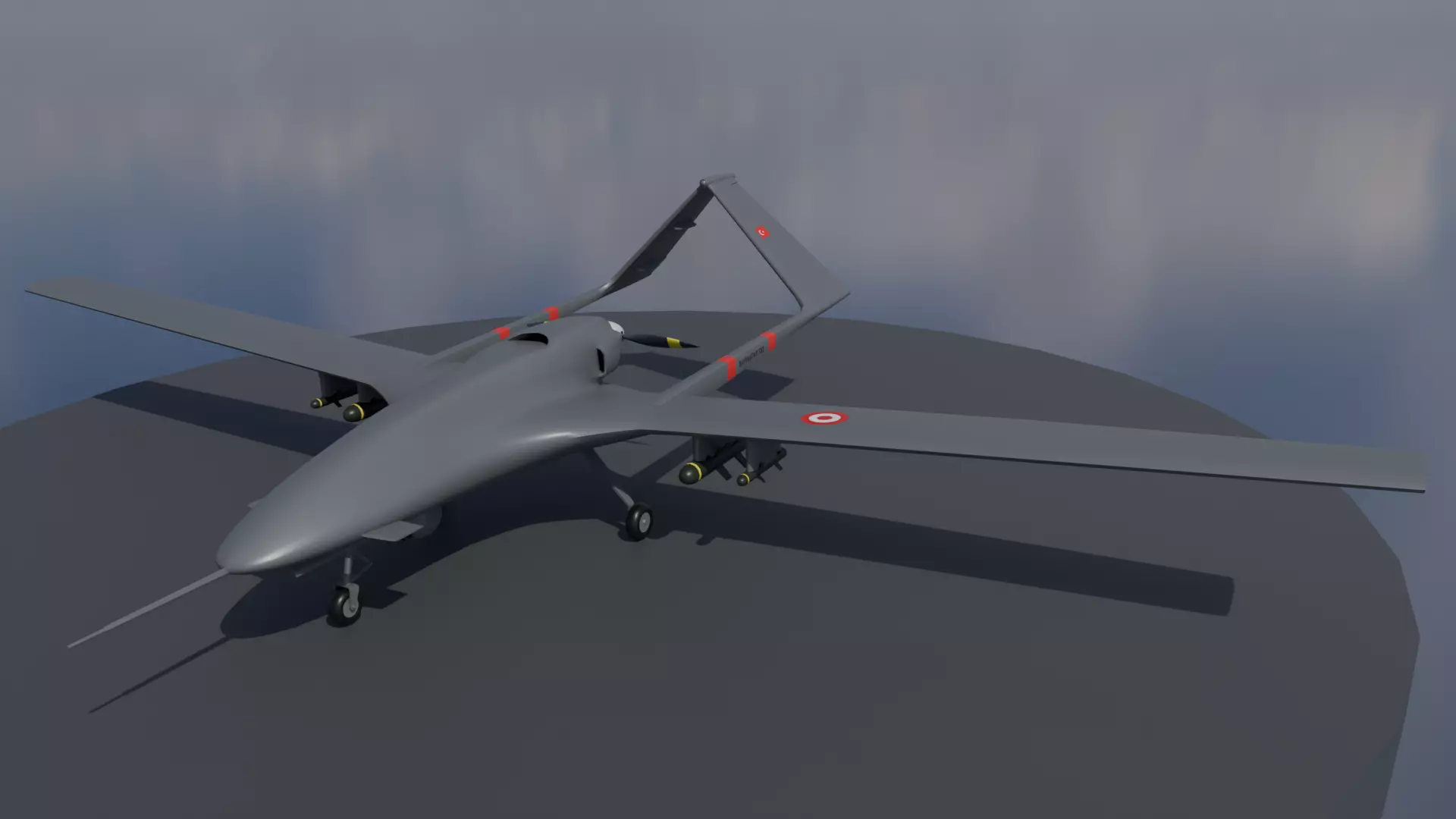Bayraktar TB2 Turkish Unmanned Aerial Vehicle UAV Low-poly 3D model_0