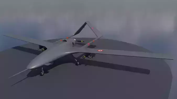 Bayraktar TB2 Turkish Unmanned Aerial Vehicle UAV Low-poly 3D model