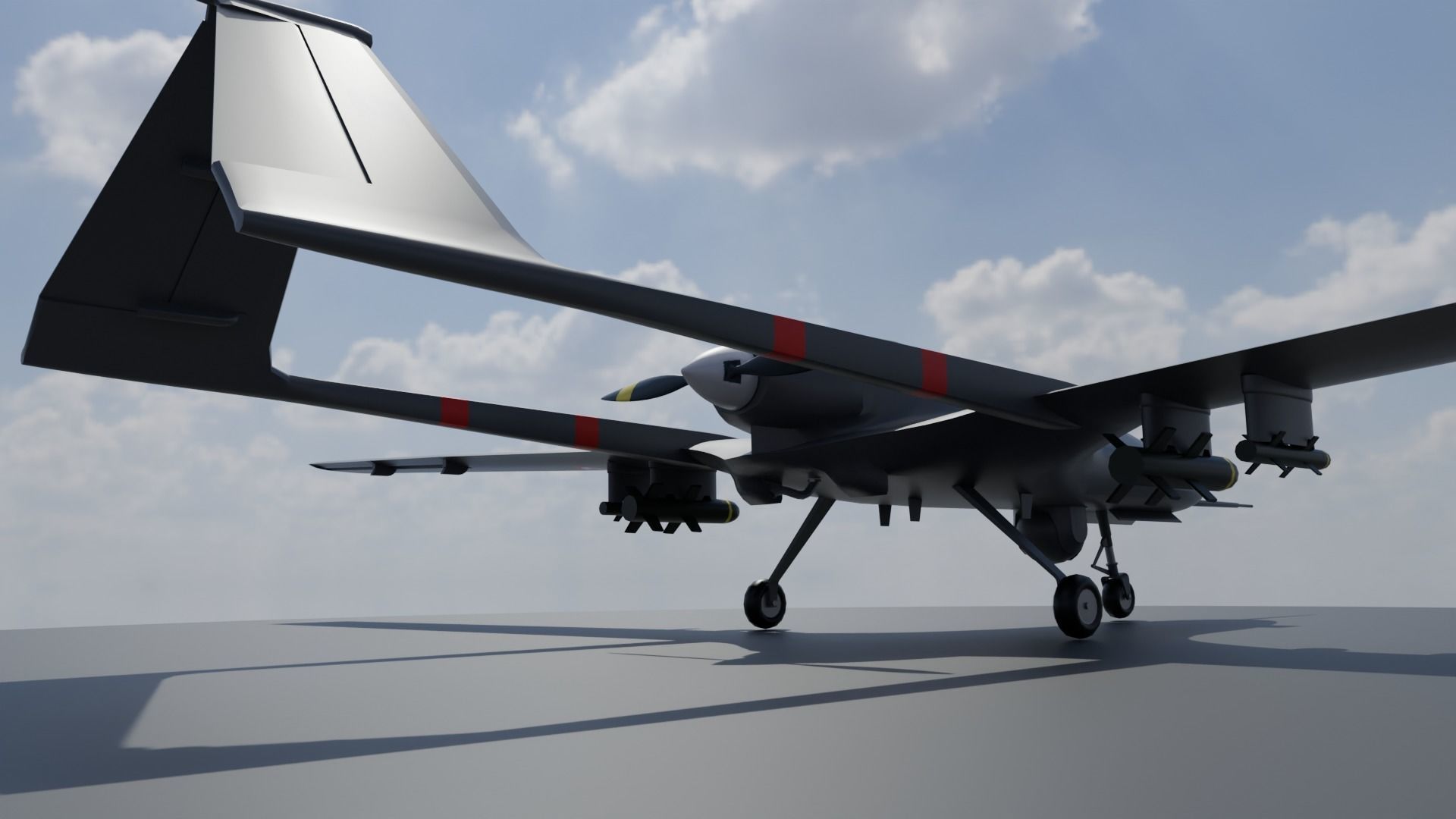 Bayraktar TB2 Turkish Unmanned Aerial Vehicle UAV Low-poly 3D model_14