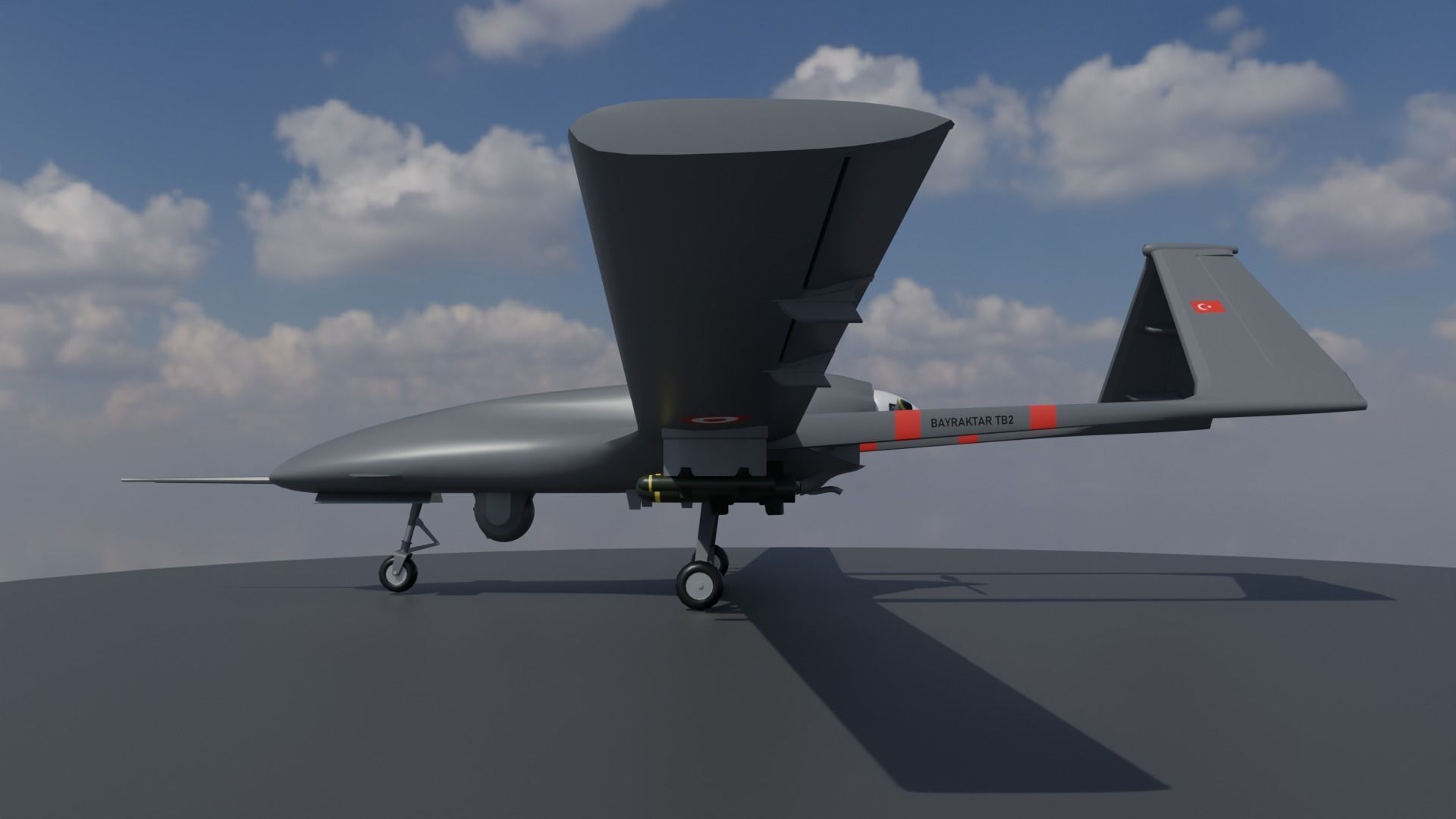 Bayraktar TB2 Turkish Unmanned Aerial Vehicle UAV Low-poly 3D model_7