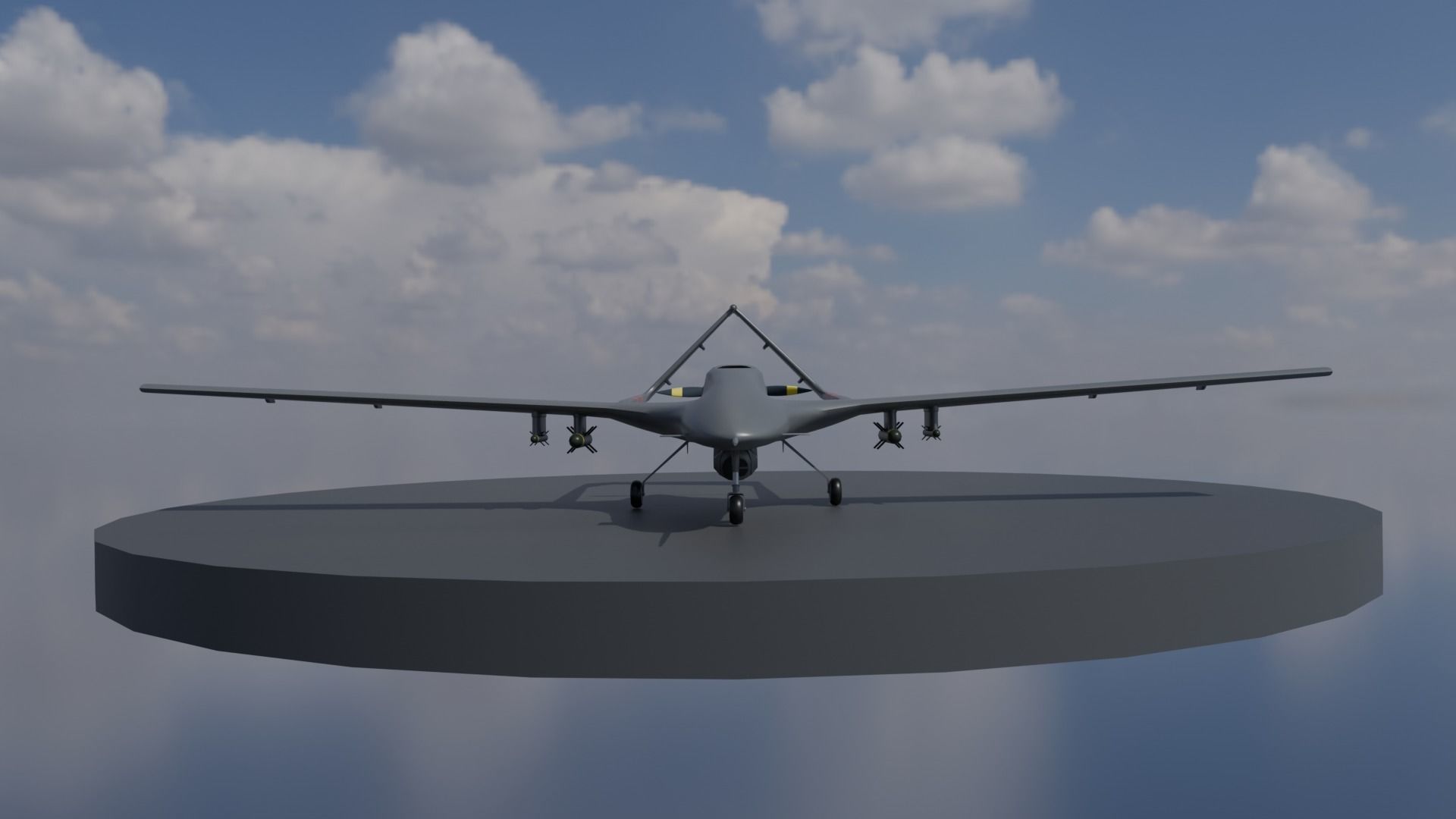 Bayraktar TB2 Turkish Unmanned Aerial Vehicle UAV Low-poly 3D model_3