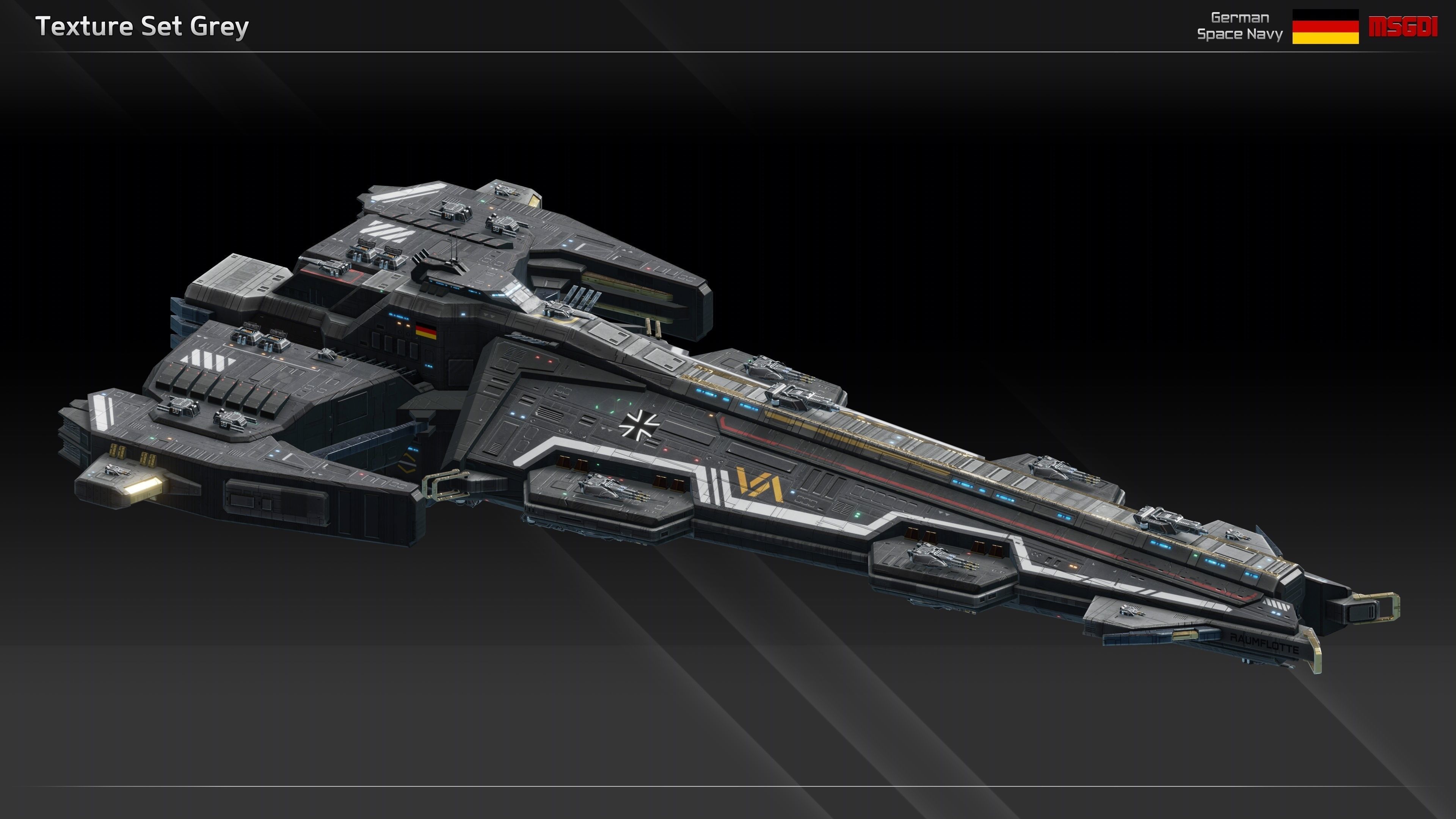 GSN Spaceship Tannenberg Class Battleship Low-poly 3D model_11