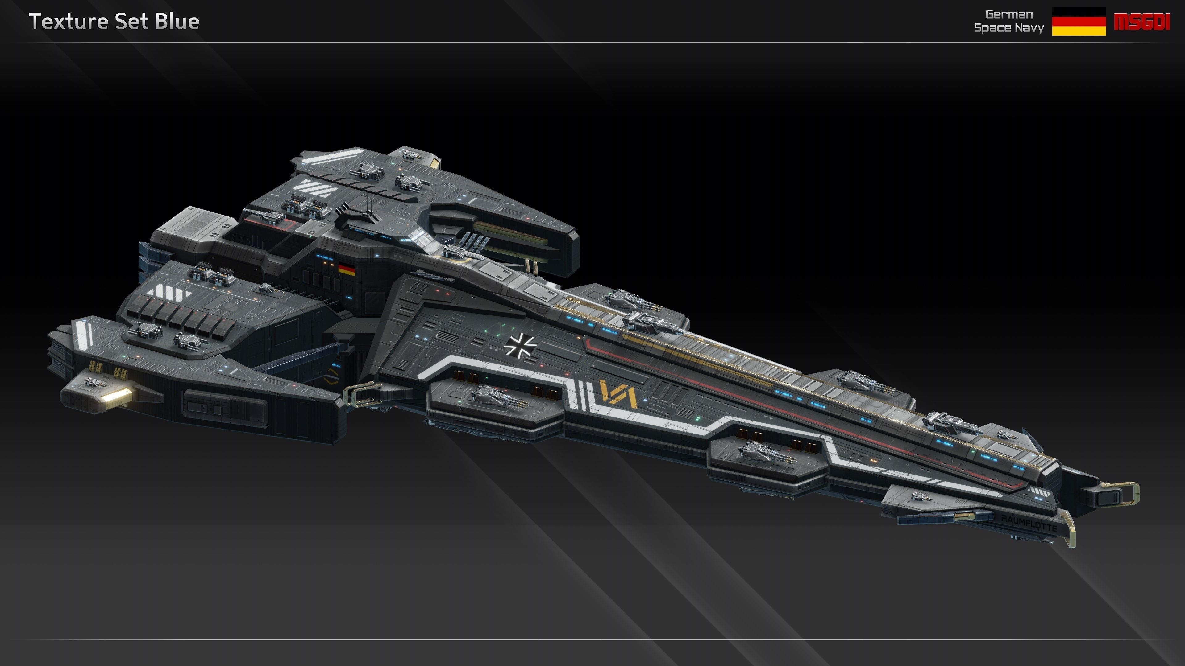 GSN Spaceship Tannenberg Class Battleship Low-poly 3D model_9