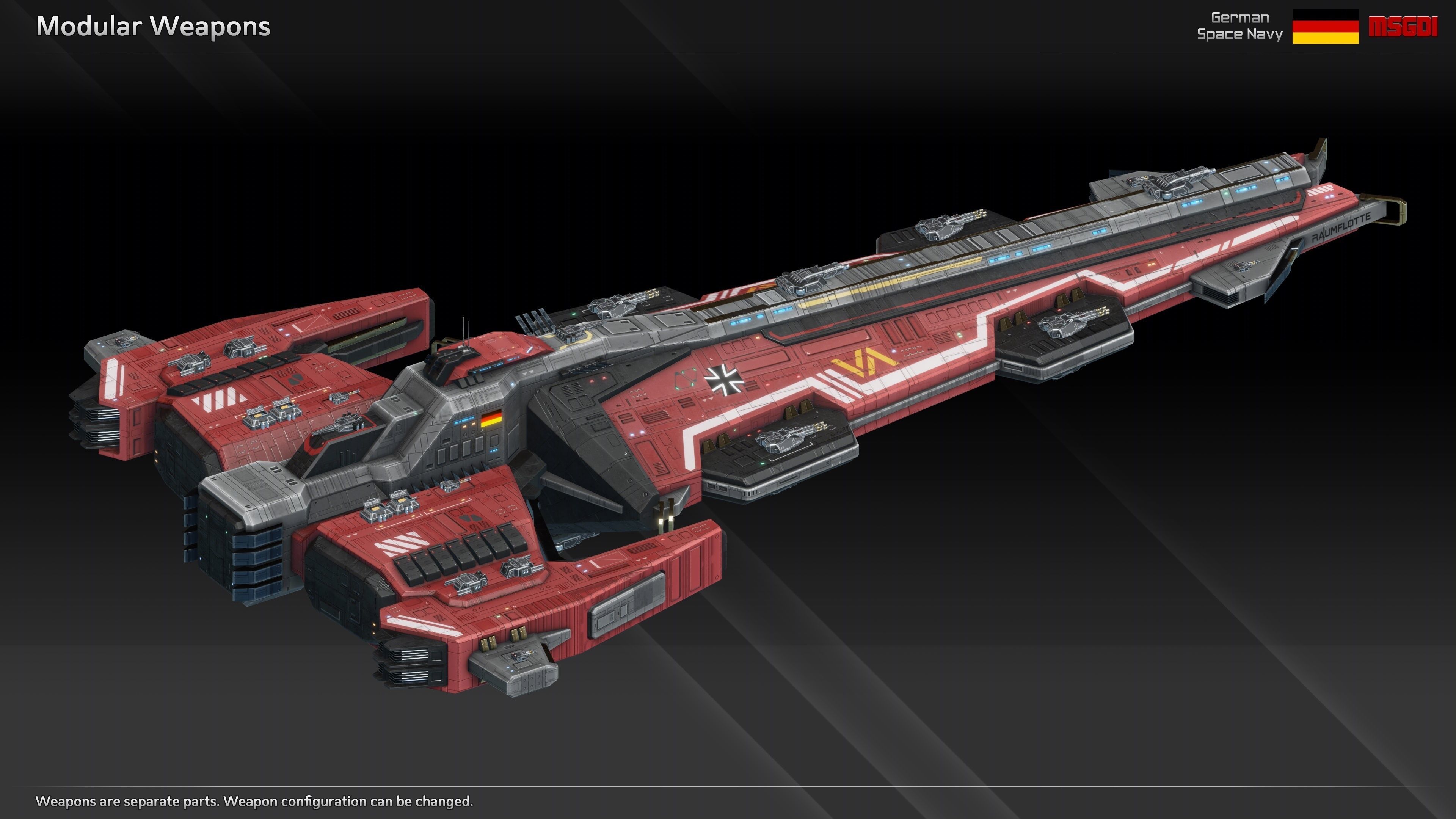 GSN Spaceship Tannenberg Class Battleship Low-poly 3D model_5