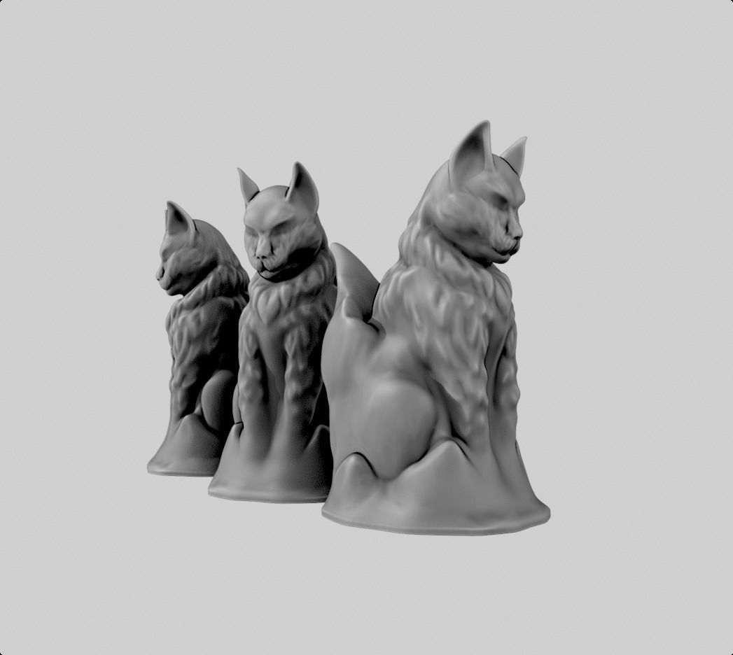 Cat miniature statue sculpture 3D print model_4