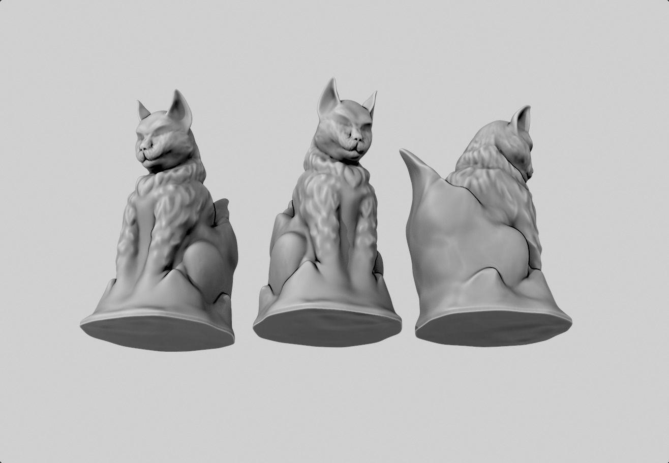 Cat miniature statue sculpture 3D print model_5