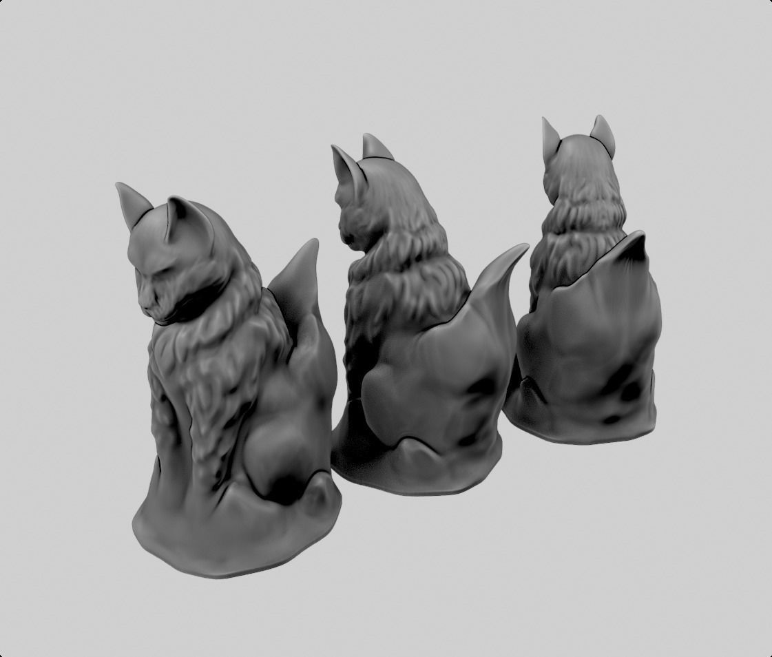 Cat miniature statue sculpture 3D print model_3