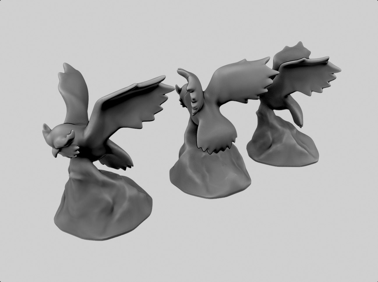 owl flying miniature sculpture figure 3D print model_3