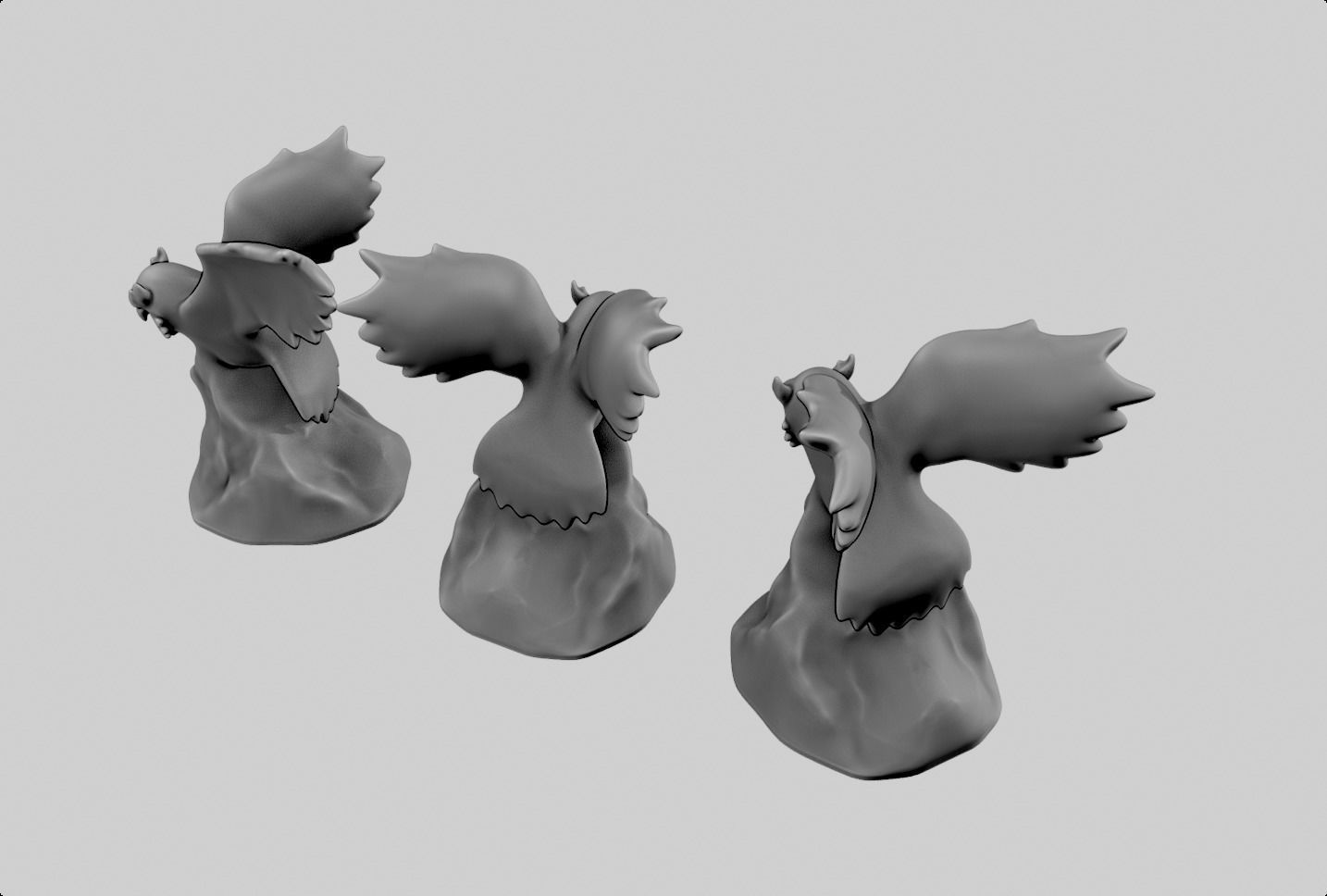 owl flying miniature sculpture figure 3D print model_2