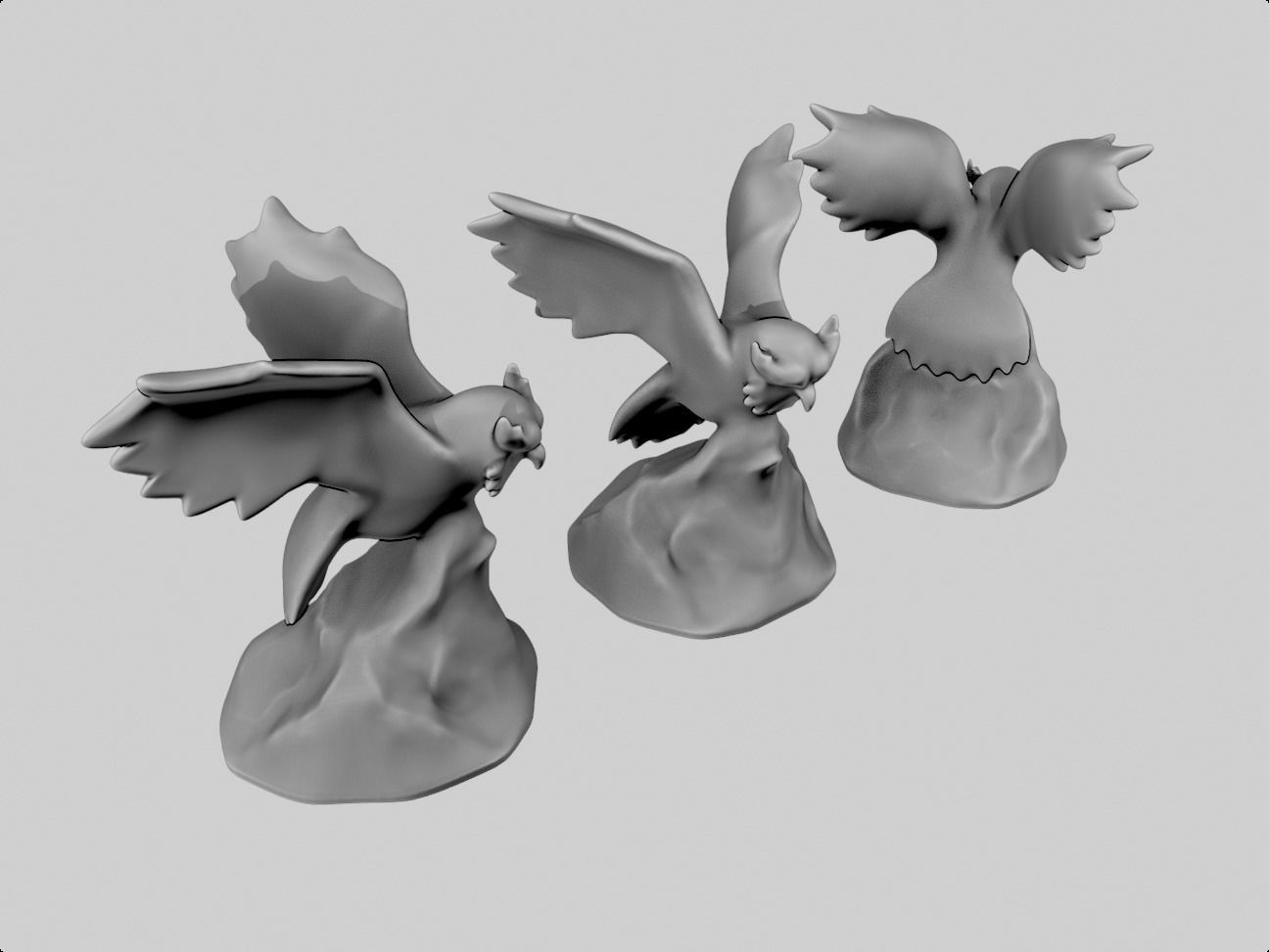 owl flying miniature sculpture figure 3D print model_1