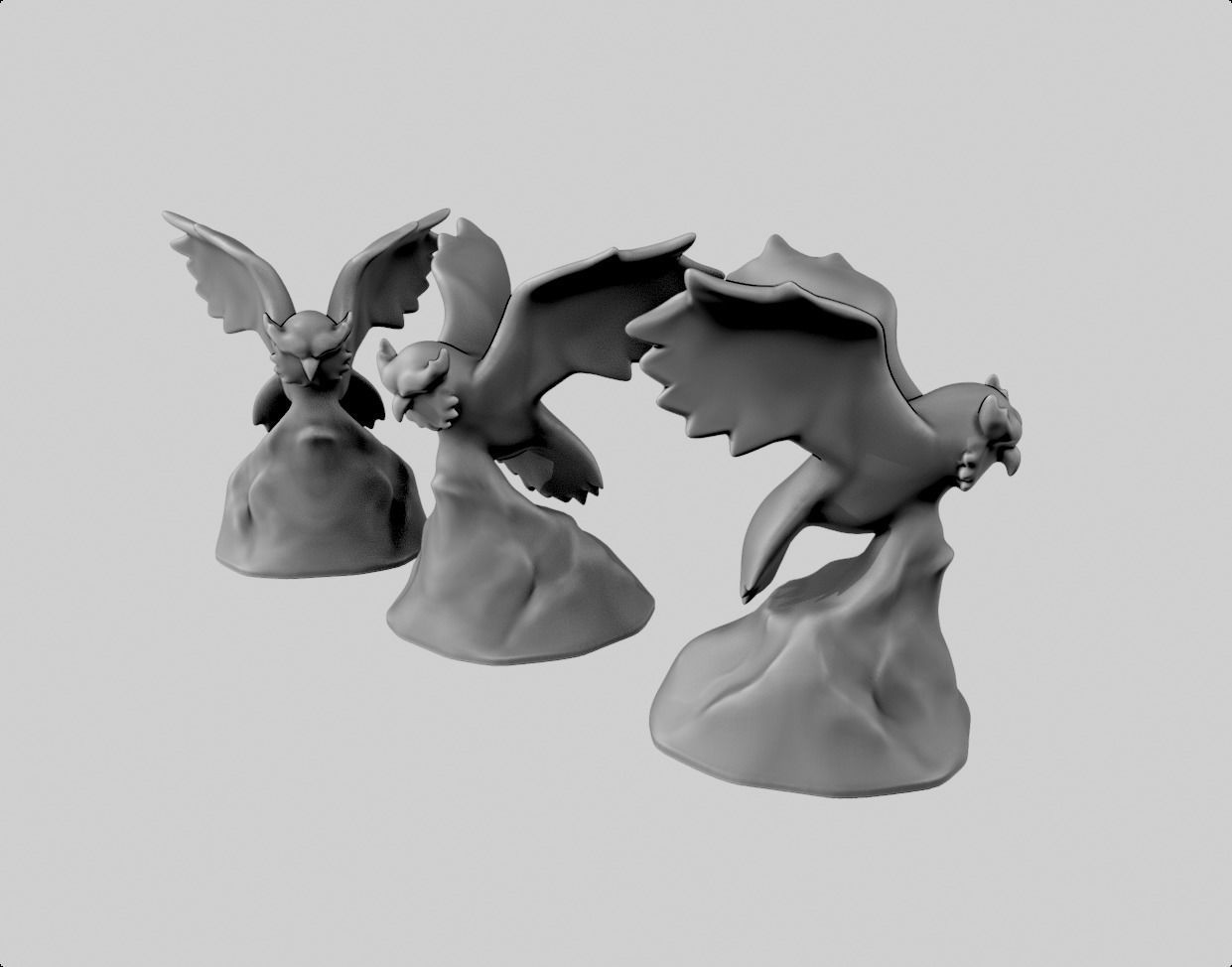 owl flying miniature sculpture figure 3D print model_4