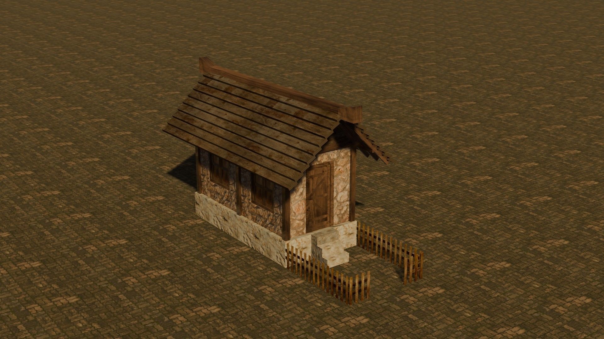 Medieval House 22 Free low-poly 3D model_4