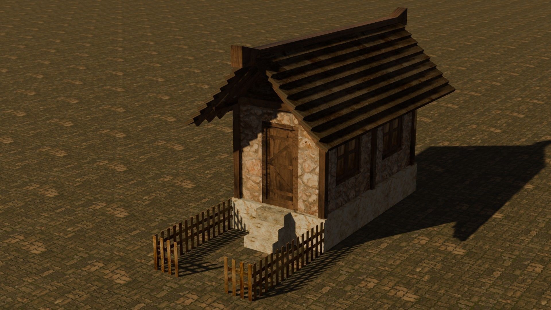 Medieval House 22 Free low-poly 3D model_2