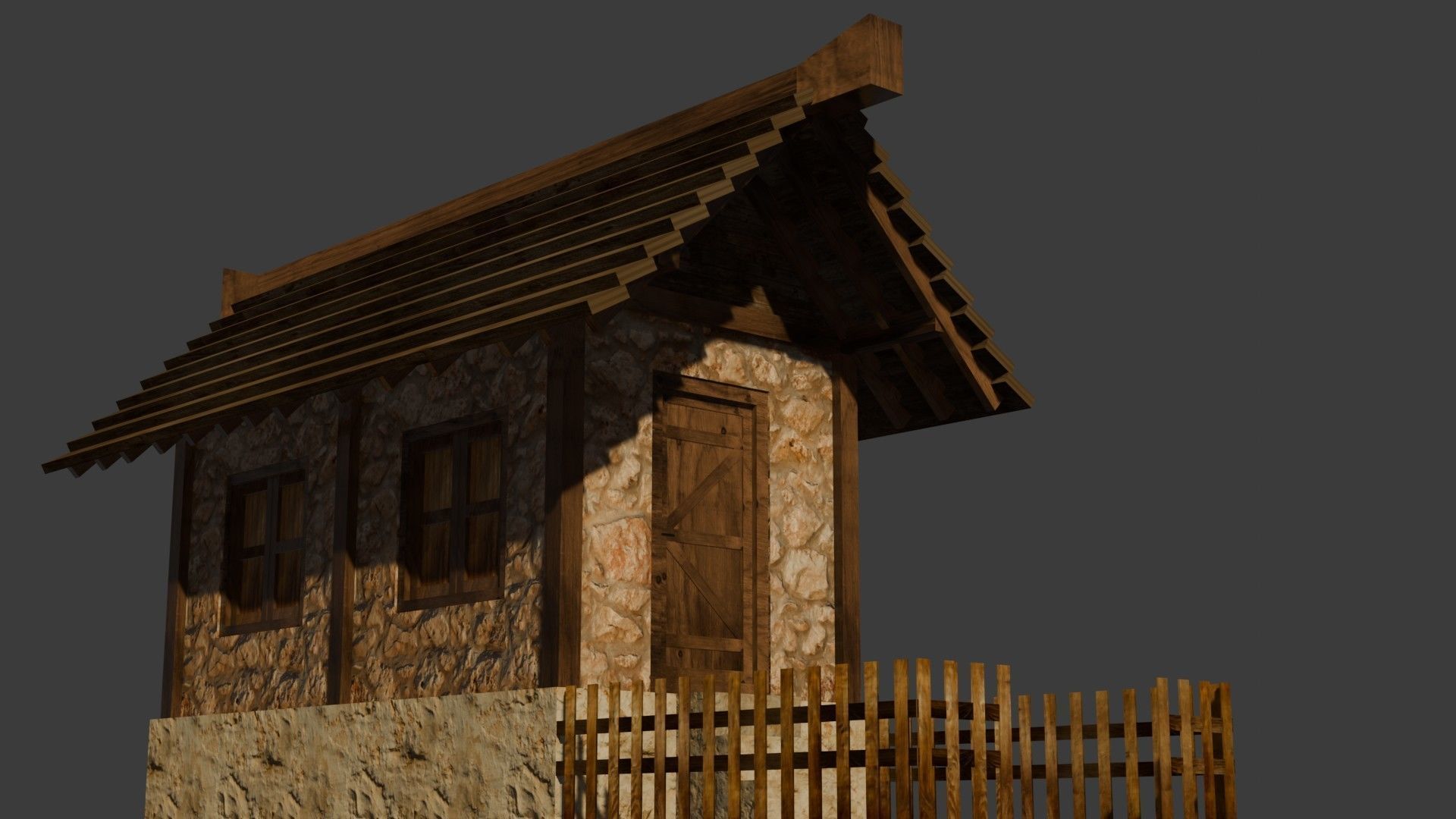 Medieval House 22 Free low-poly 3D model_11