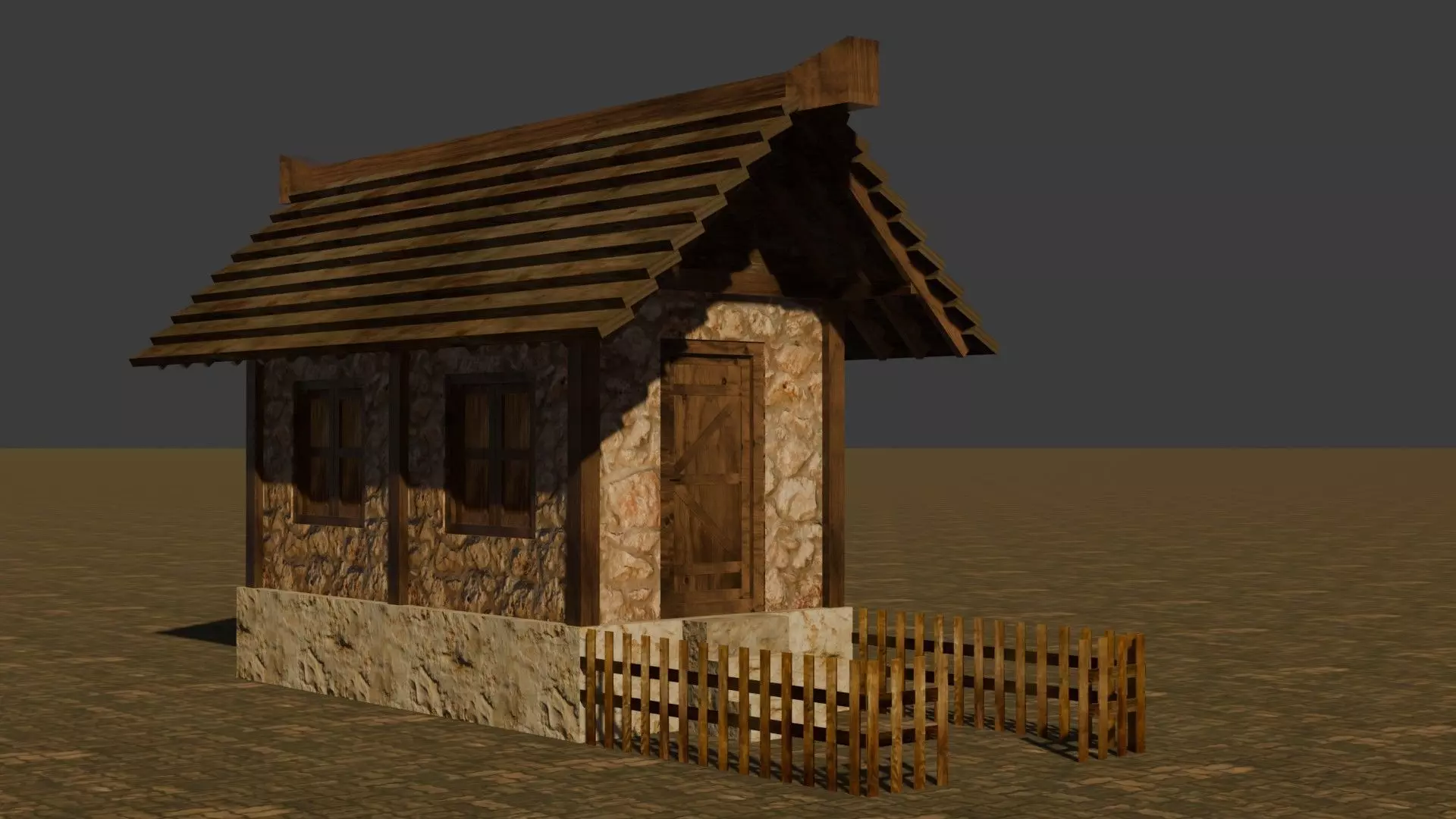 Medieval House 22 Free low-poly 3D model_0