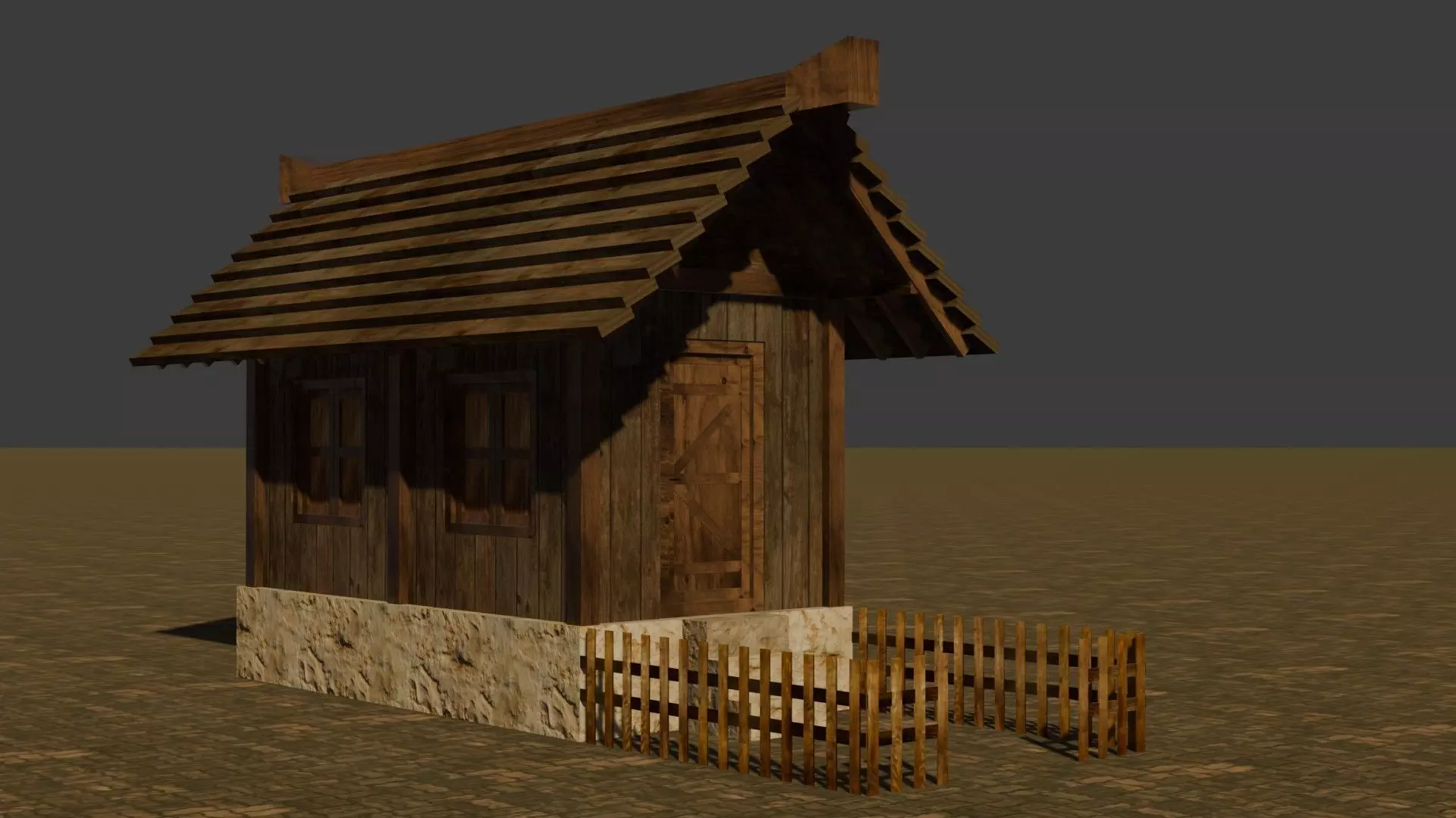 Medieval House 21 Free low-poly 3D model_0