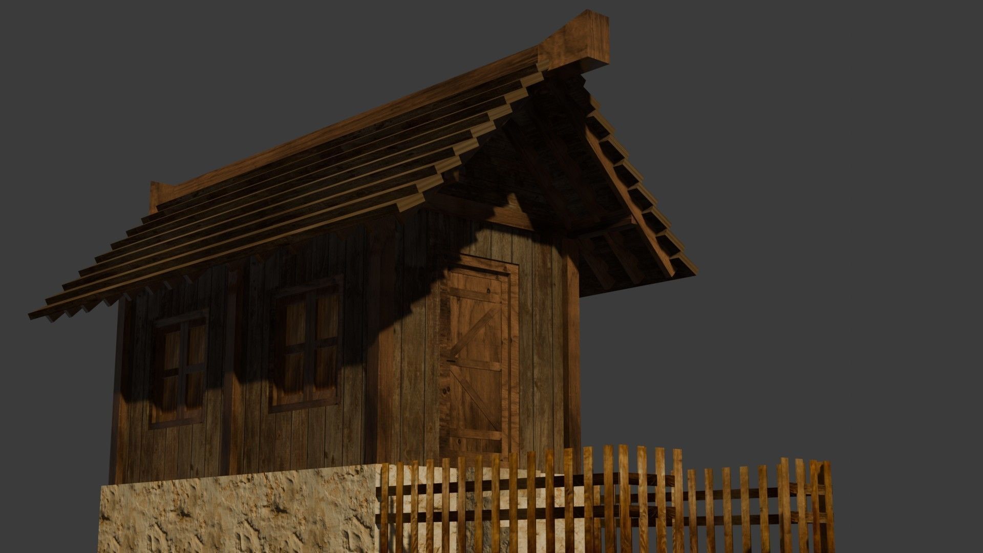 Medieval House 21 Free low-poly 3D model_11